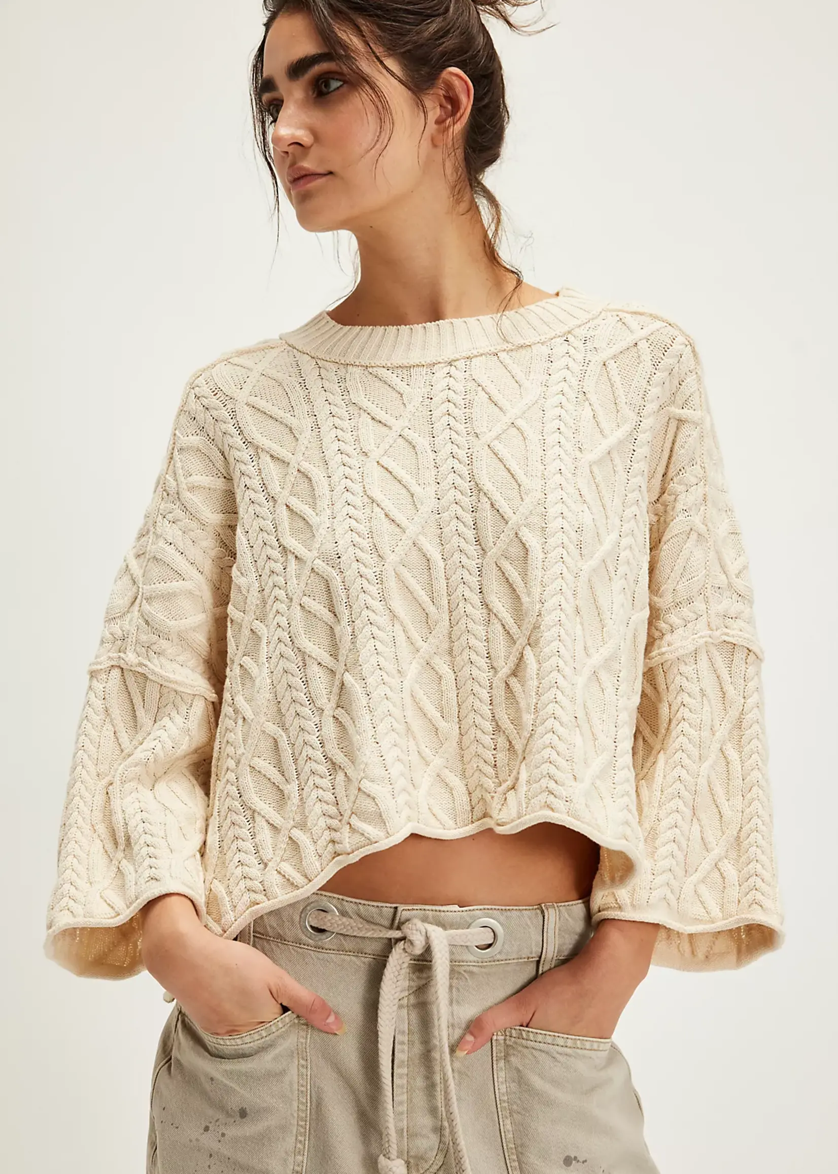 Free People Free People Pull Lavé Sur Le Rivage - Tea