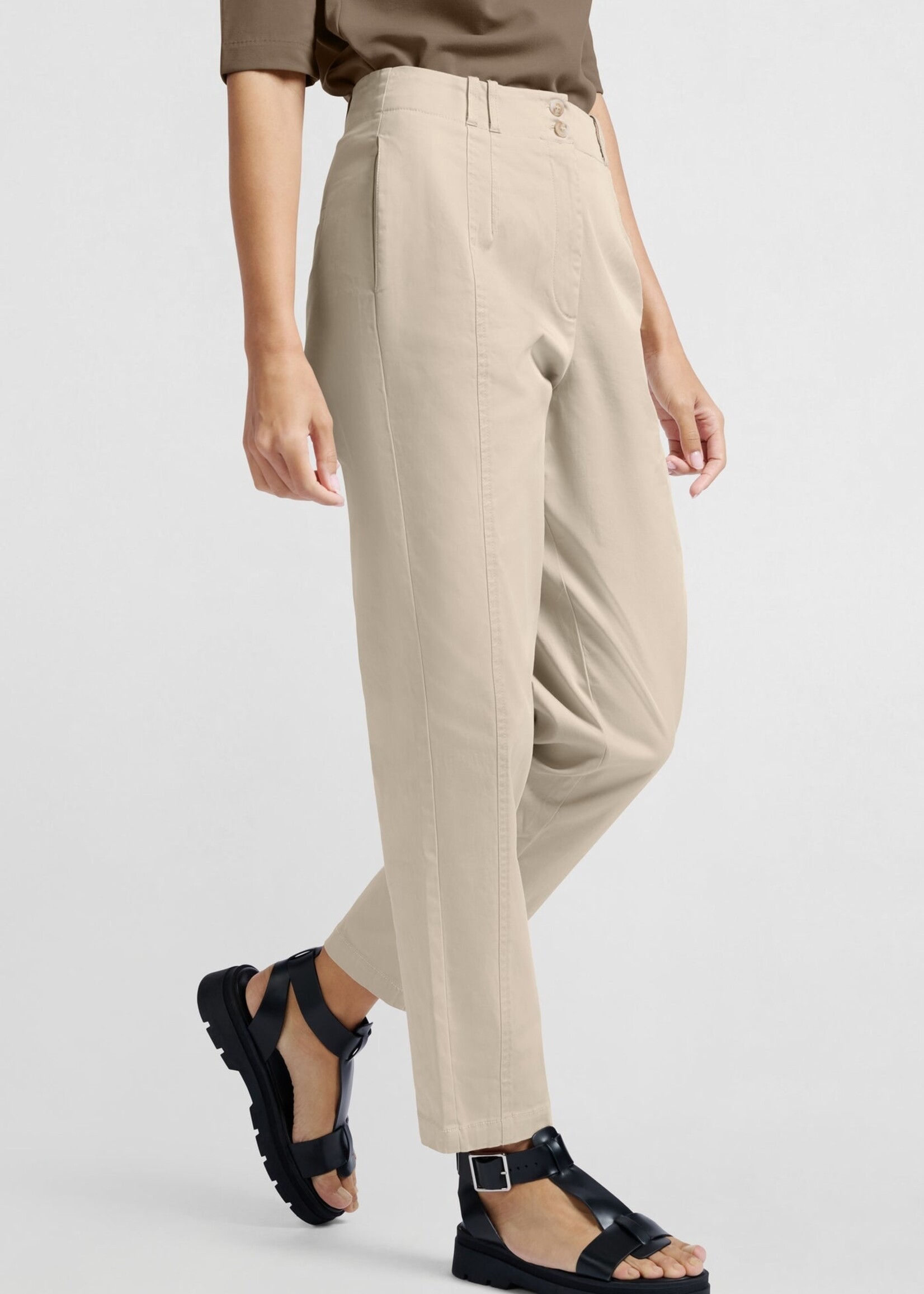Yaya Women YAYA Pantalon En Coton Tissé - Humus Beige