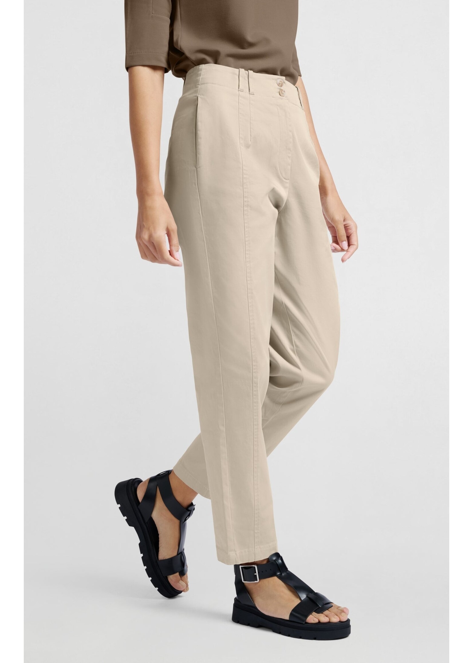 Yaya Women YAYA Cotton Woven Trousers - Humus Beige