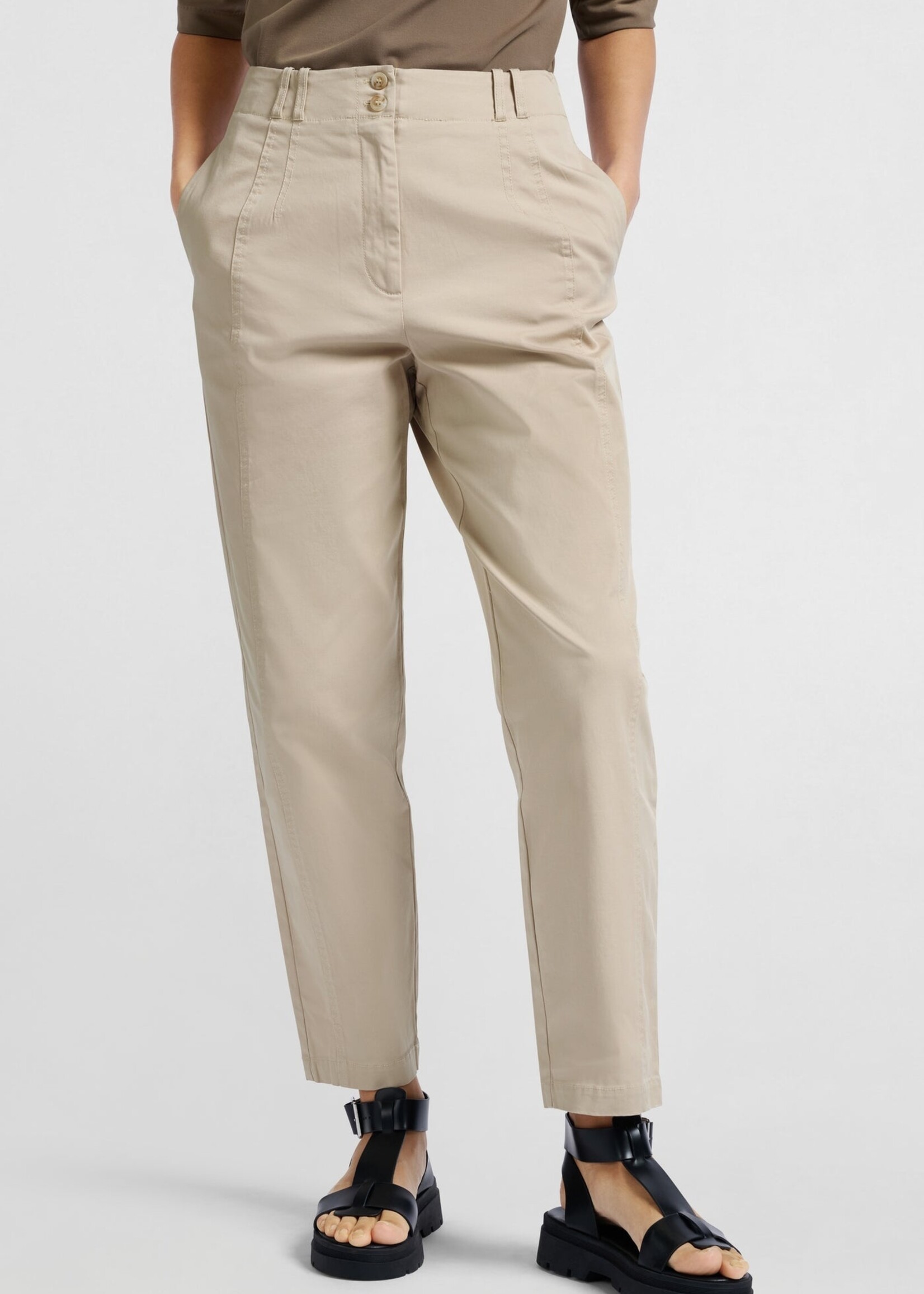 Yaya Women YAYA Pantalon En Coton Tissé - Humus Beige