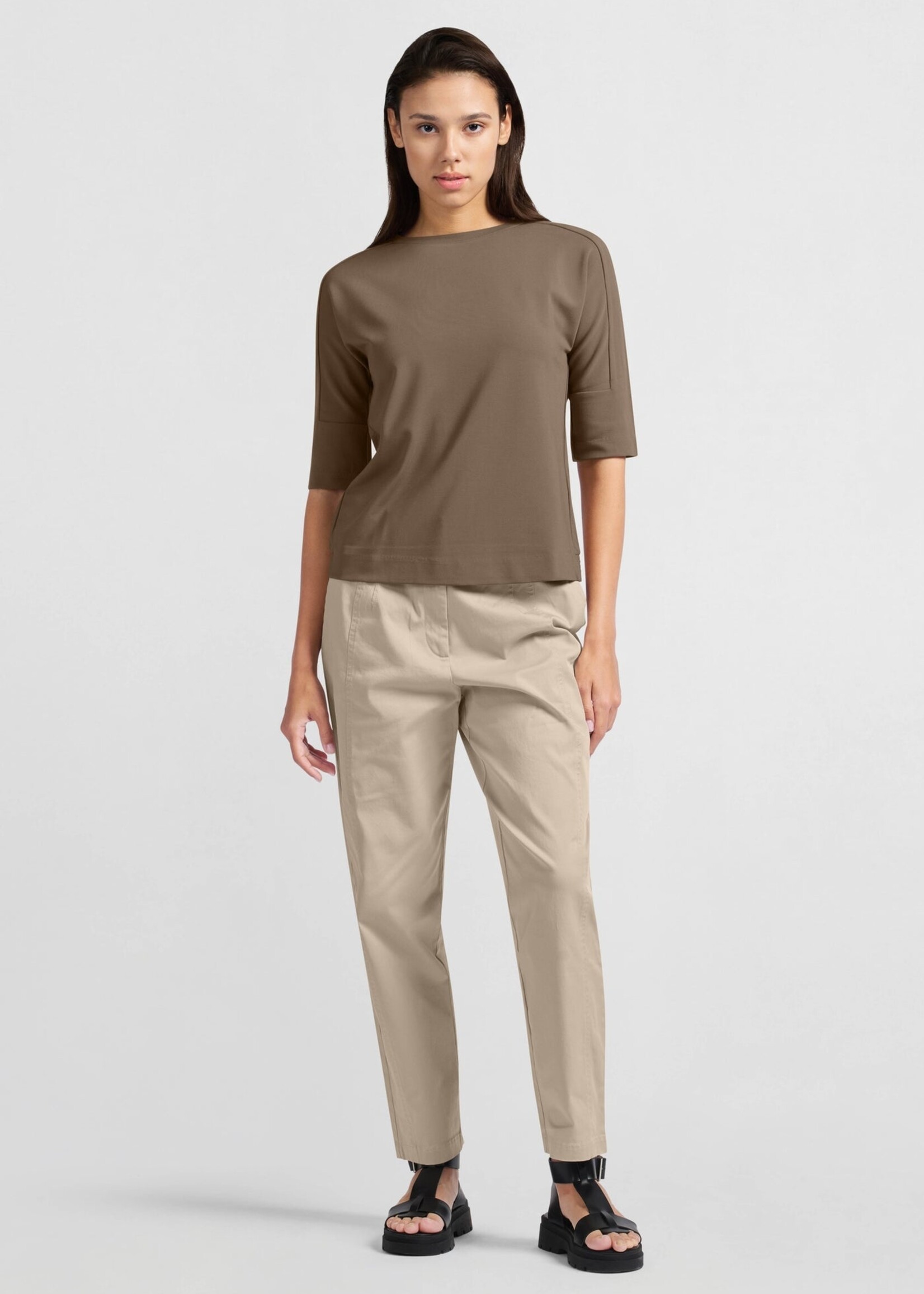 Yaya Women YAYA Pantalon En Coton Tissé - Humus Beige
