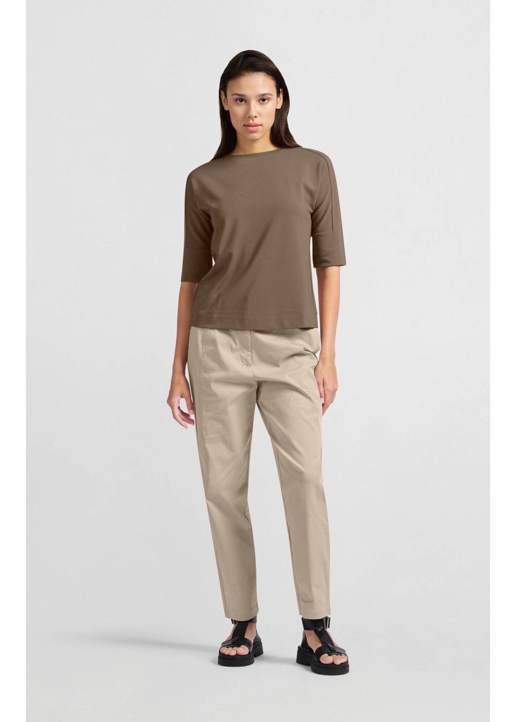 Yaya Women YAYA Pantalon En Coton Tissé - Humus Beige