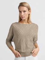 Yaya Women YAYA Boatneck Jaquard Sweater 3/4 Sleeve - Humus Beige
