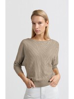 Yaya Women YAYA Pull Jacquard À Col Bateau & Manches 3/4 - Humus Beige