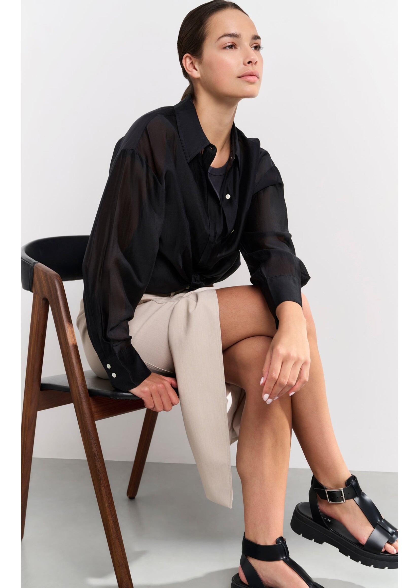 Yaya Women YAYA Blouse With Placket Detail - Phantom