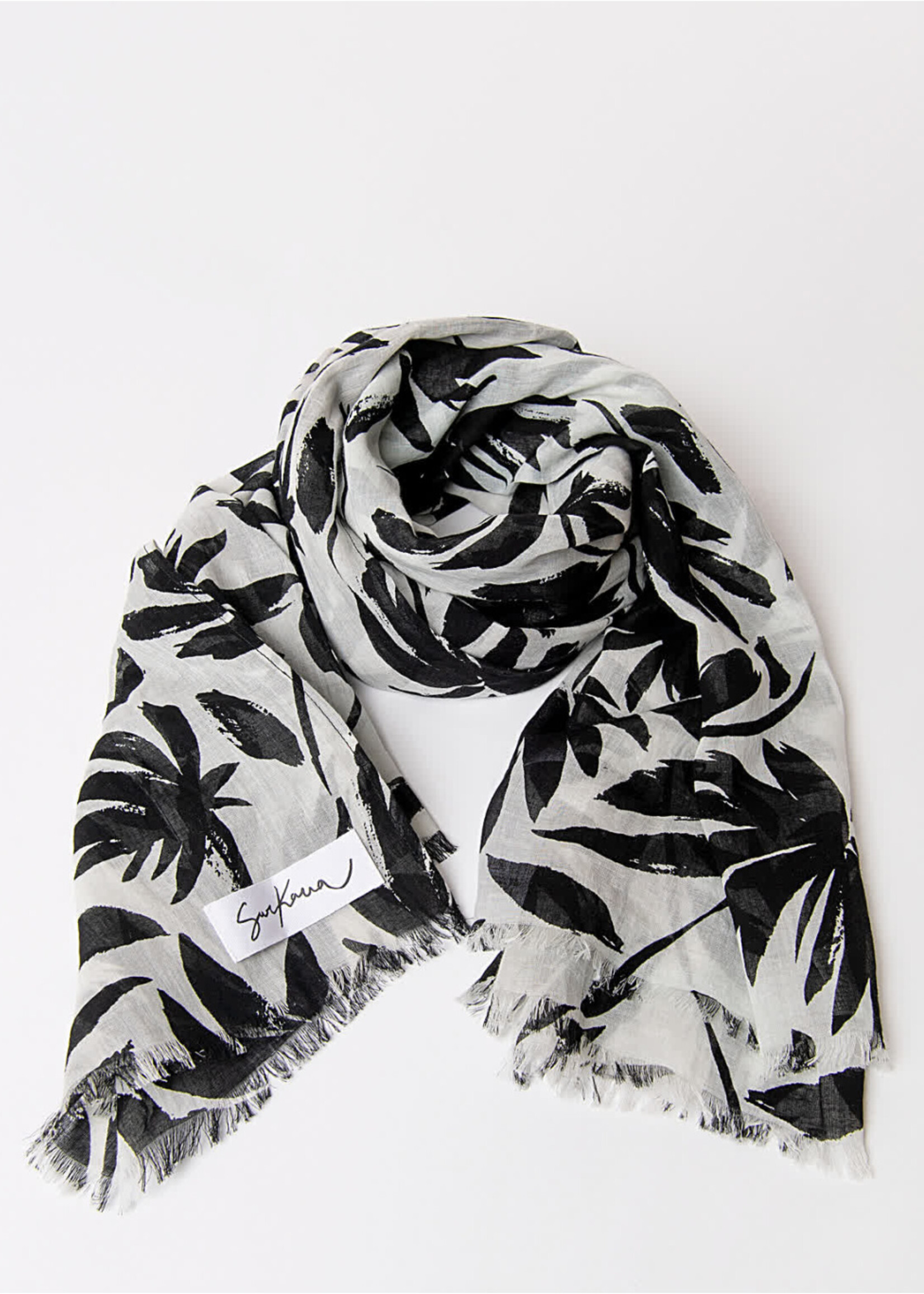 Surkana Surkana Printed Cotton Scarf - Black