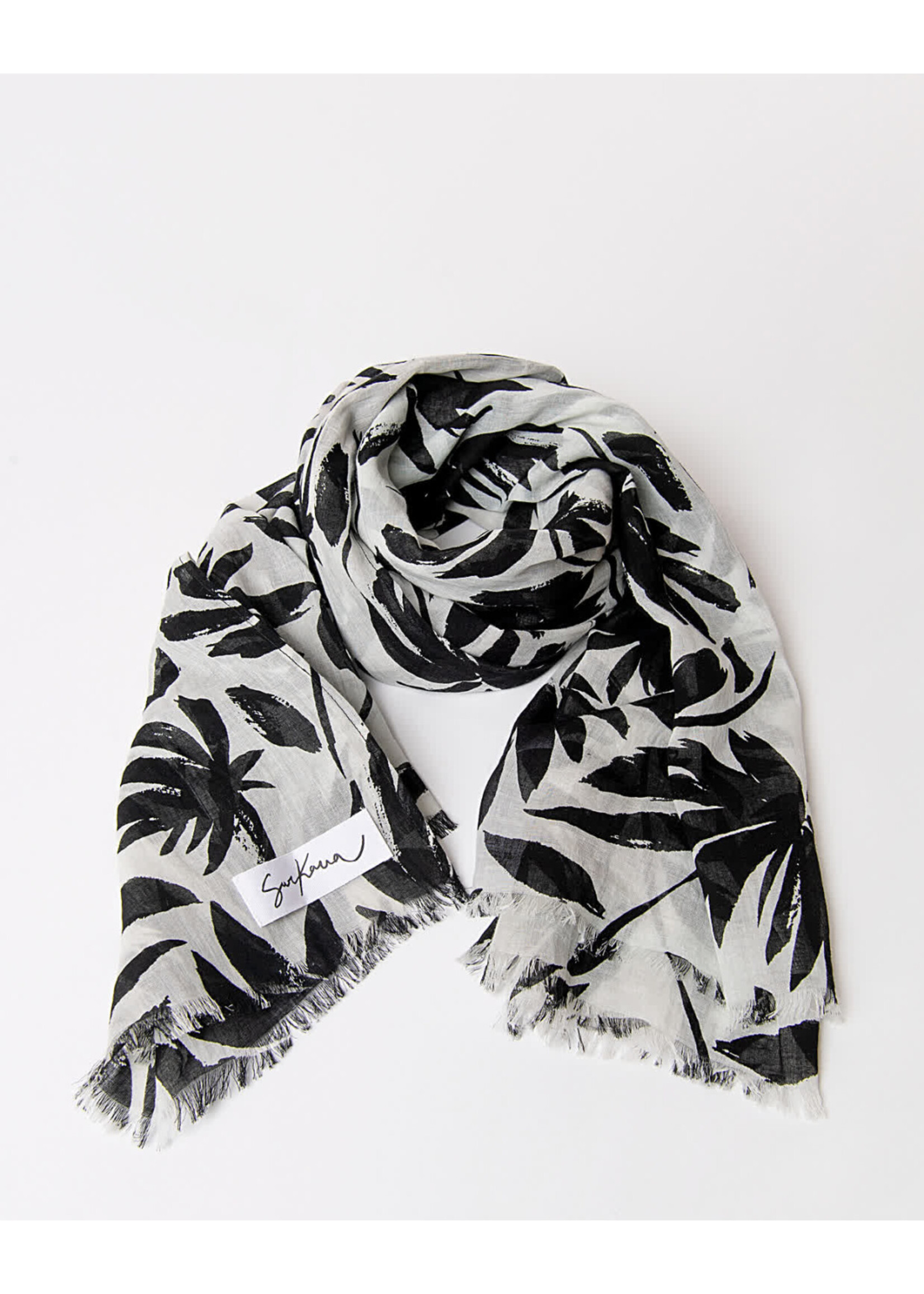 Surkana Surkana Printed Cotton Scarf - Black