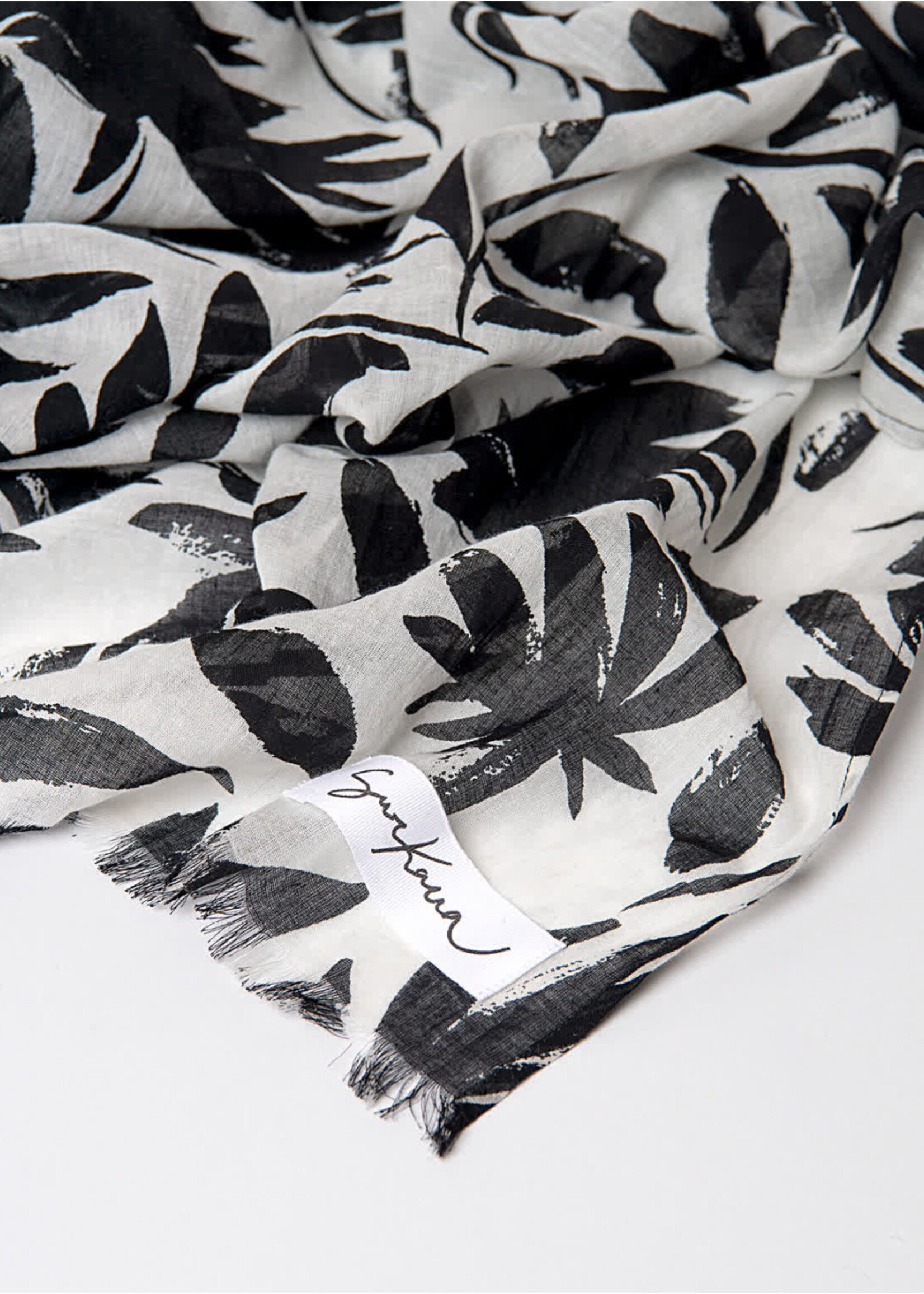 Surkana Surkana Printed Cotton Scarf - Black