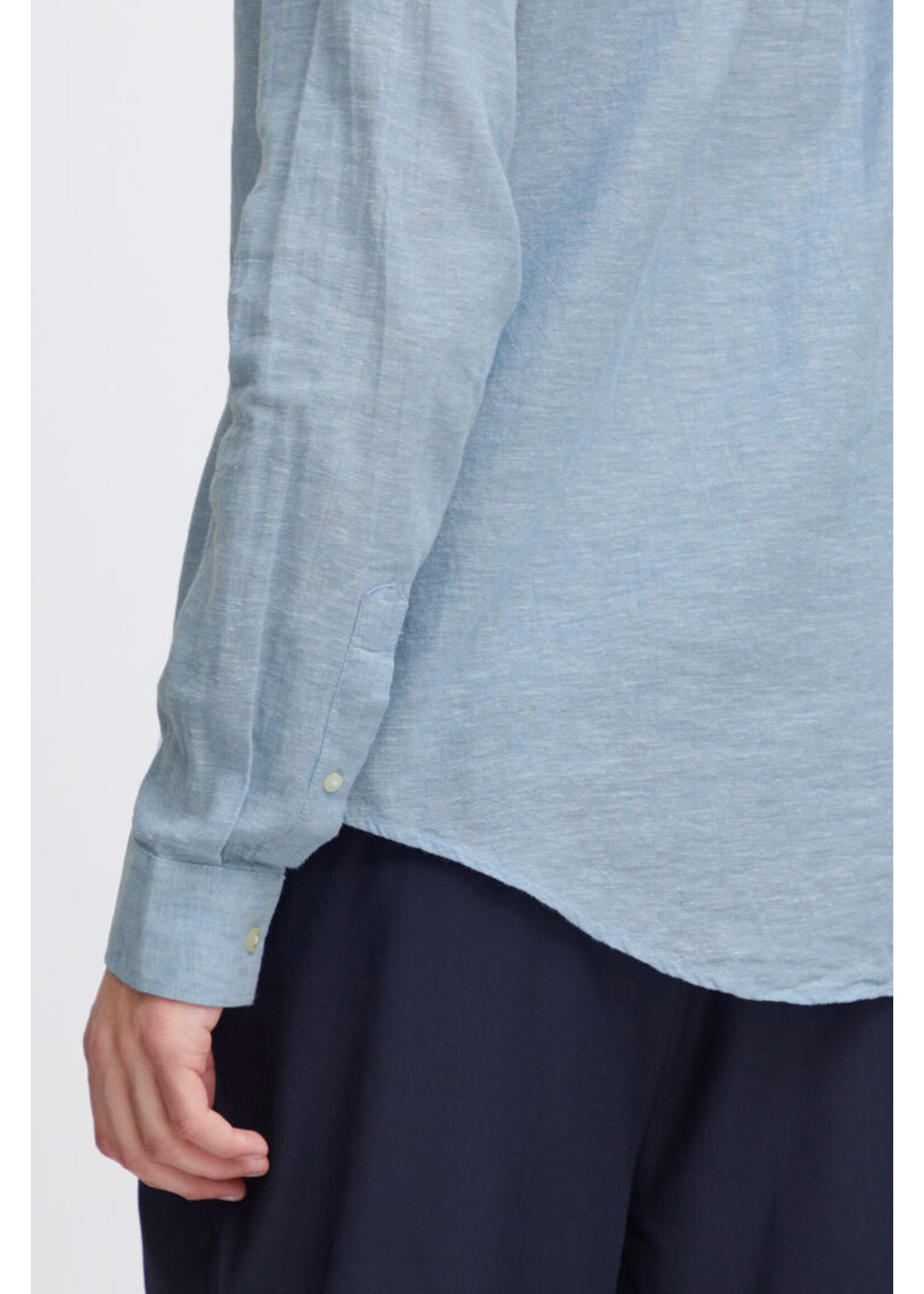 Casual Friday Casual Friday Chemise Melange De Lin  Anton Col Mao - Silver Lake Blue