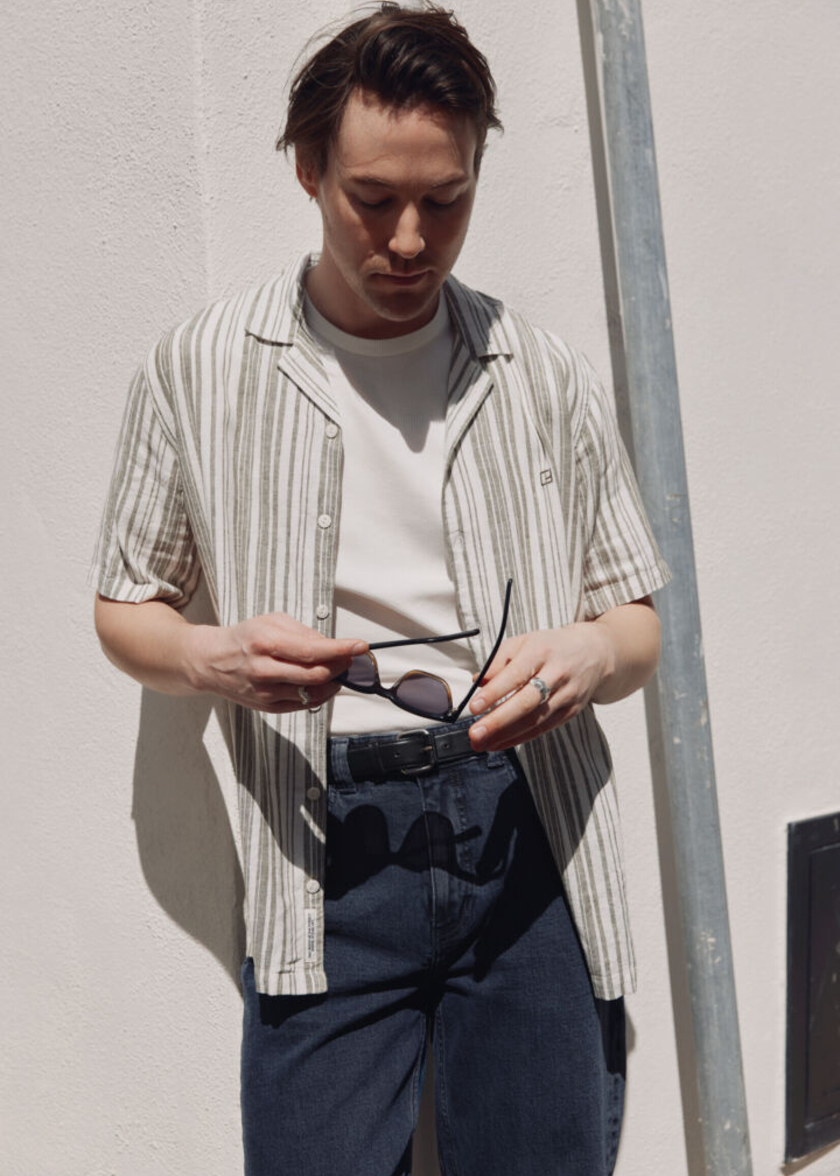 Casual Friday Casual Friday Isak SS RC Striped Linen Mix Shirt - Winter Moss