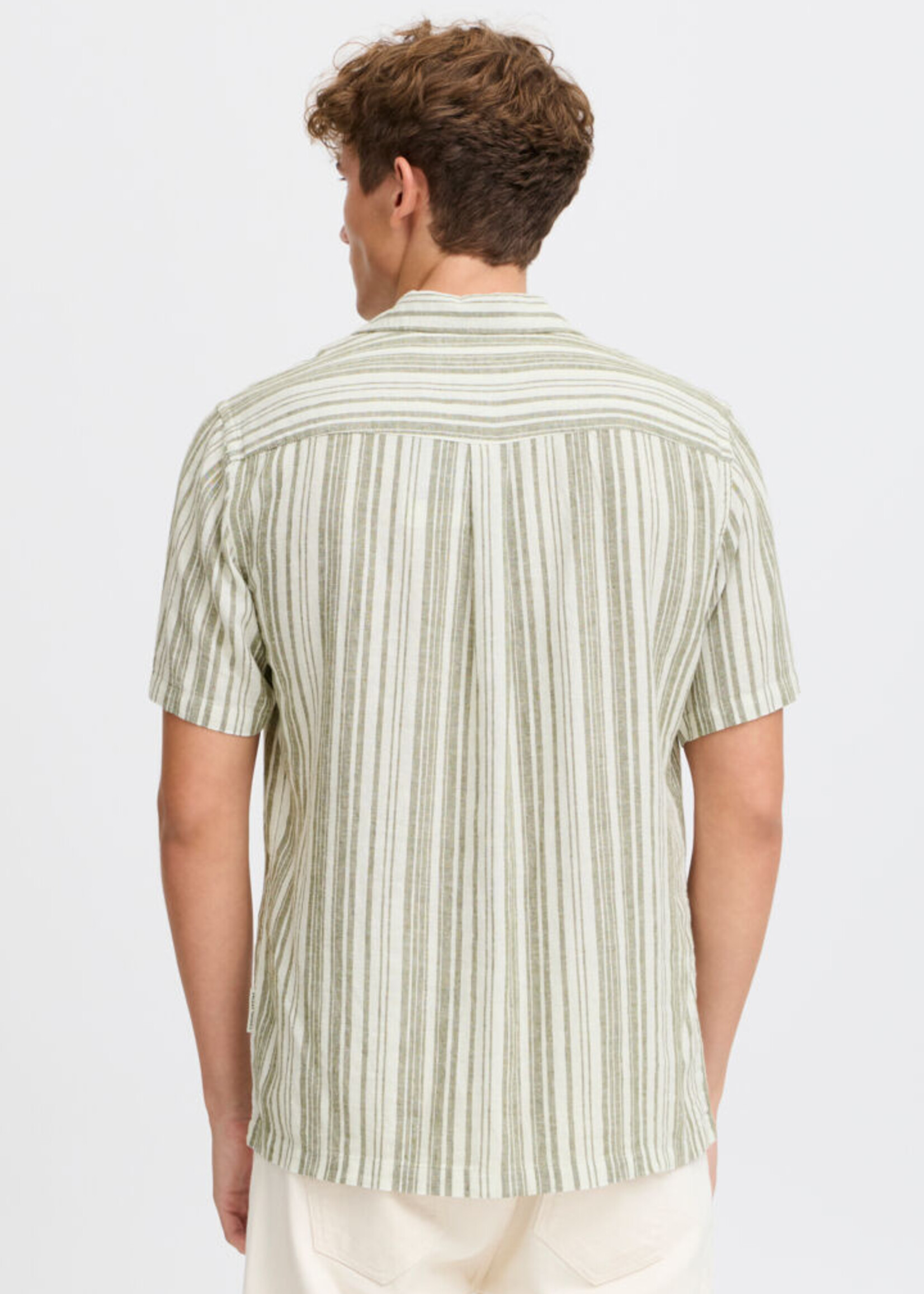 Casual Friday Casual Friday Isak SS RC Striped Linen Mix Shirt - Winter Moss