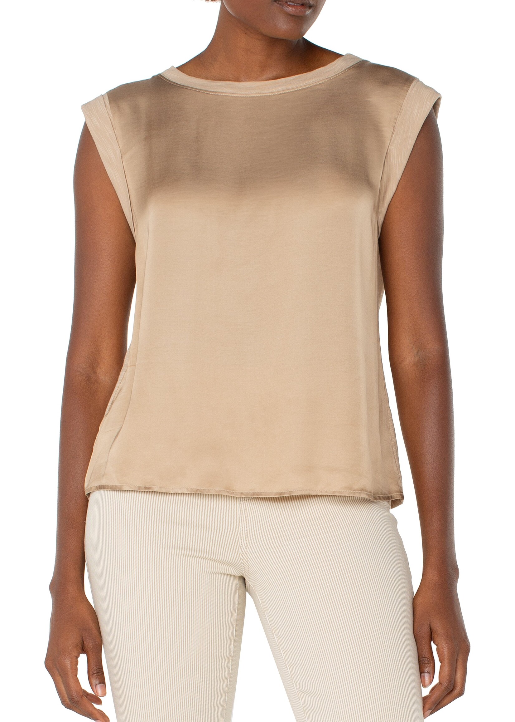 Liverpool Liverpool Sleeveless Woven Knit Top - Champagne
