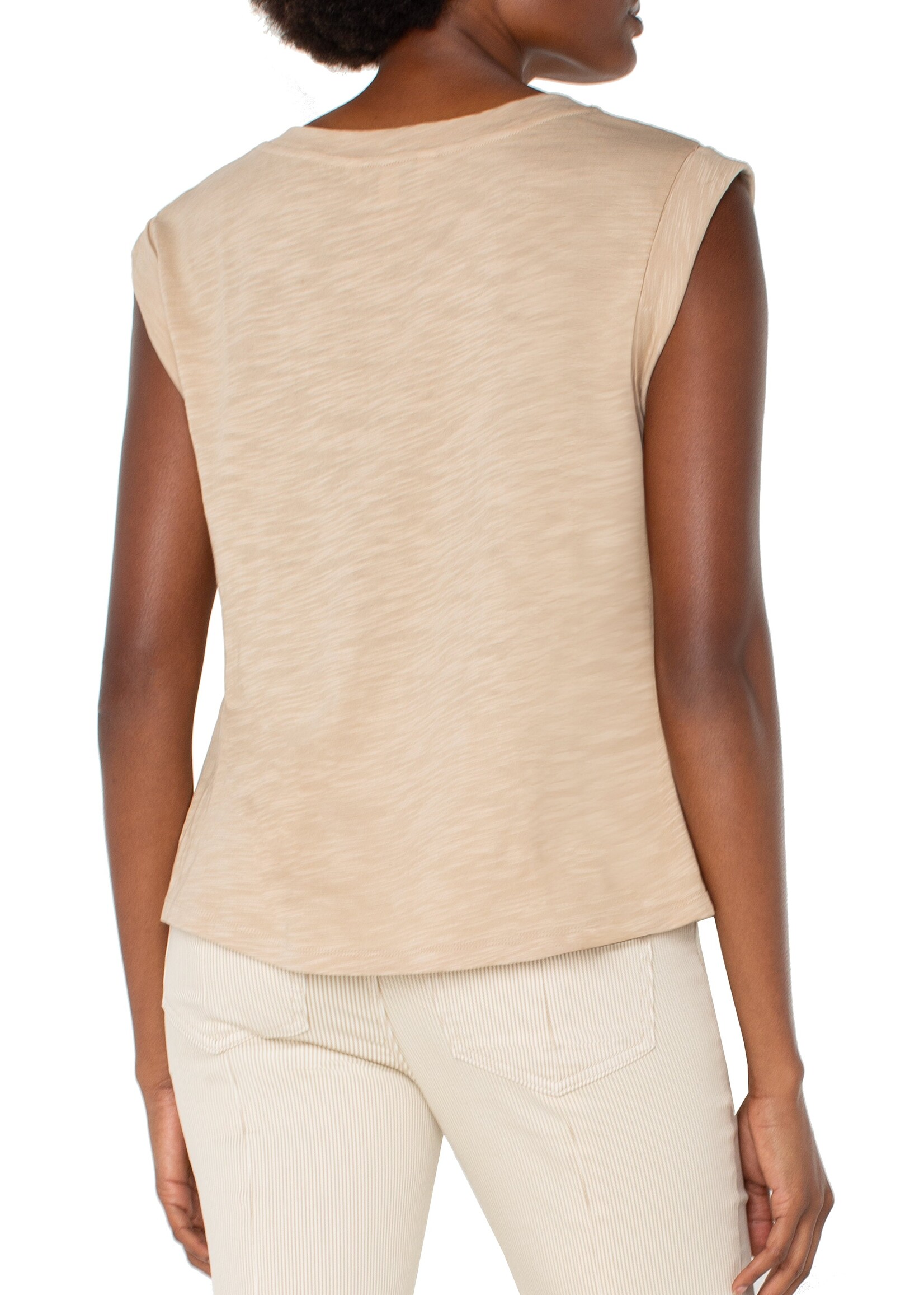Liverpool Liverpool Sleeveless Woven Knit Top - Champagne
