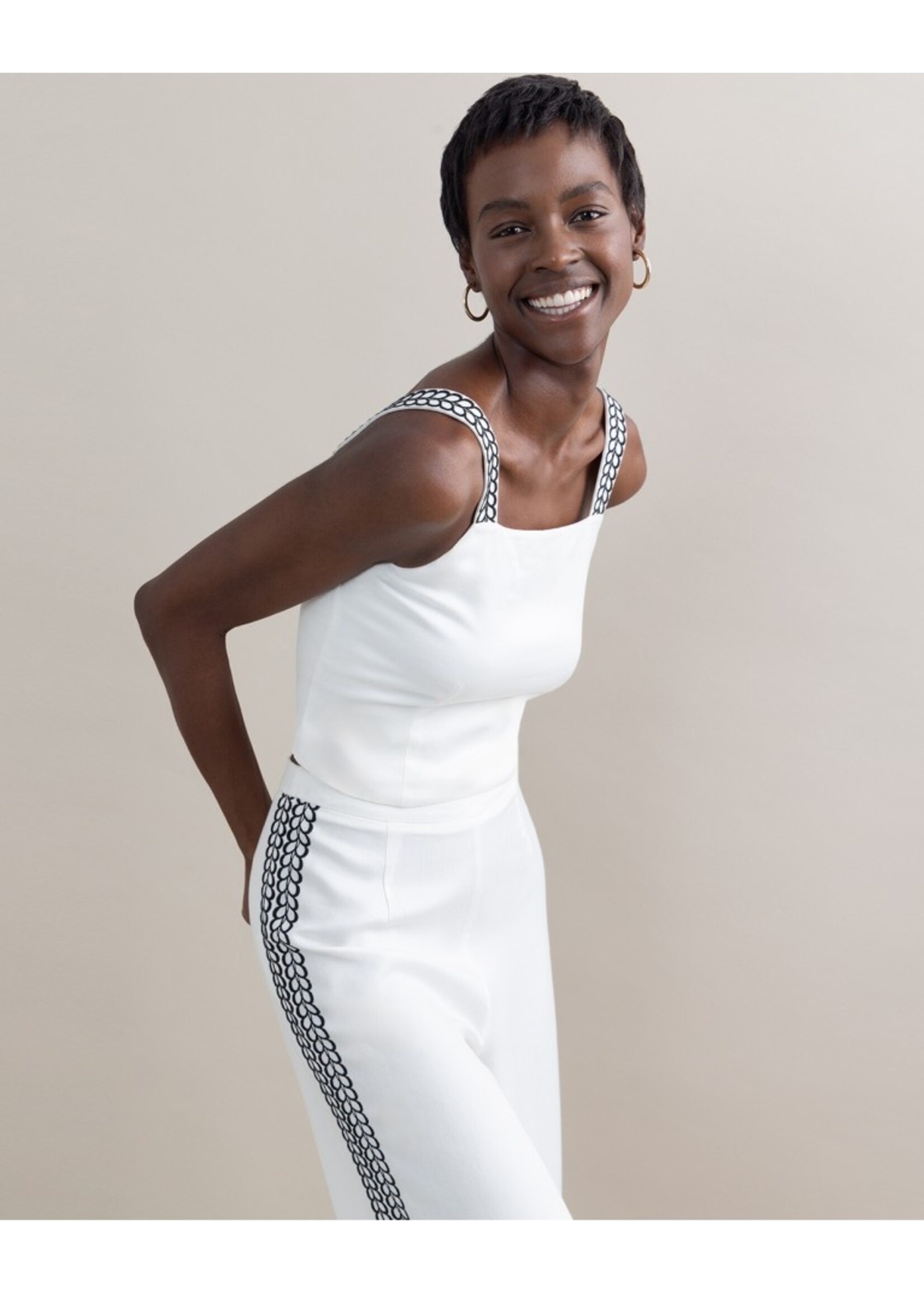 Surkana Surkana Pantalon Large Avec Broderie - Blanc