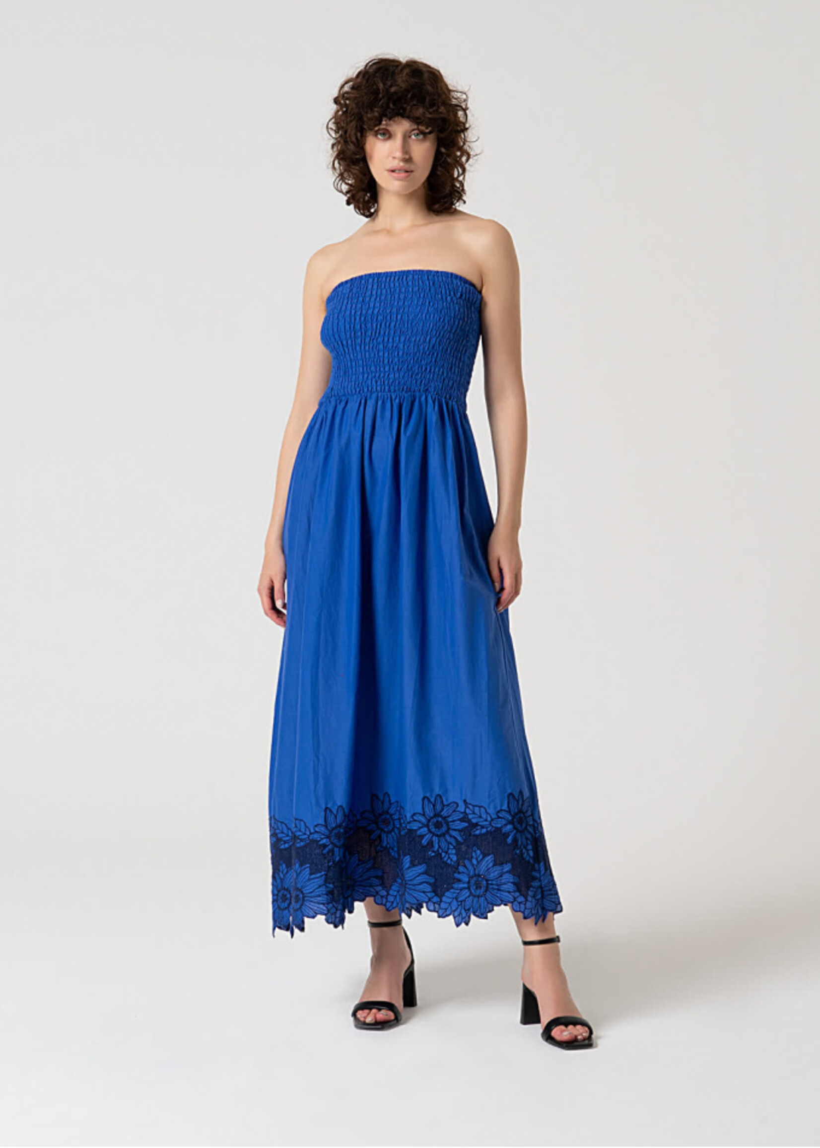 Surkana Surkana Robe Longue Extensible À Épaules Dénudées - Cobalt Blue