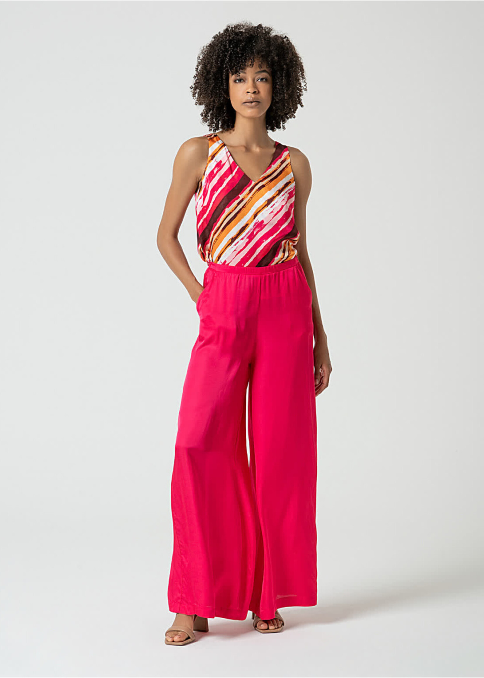 Surkana Surkana Pantalon Large En Satin Uni - Fuchsia