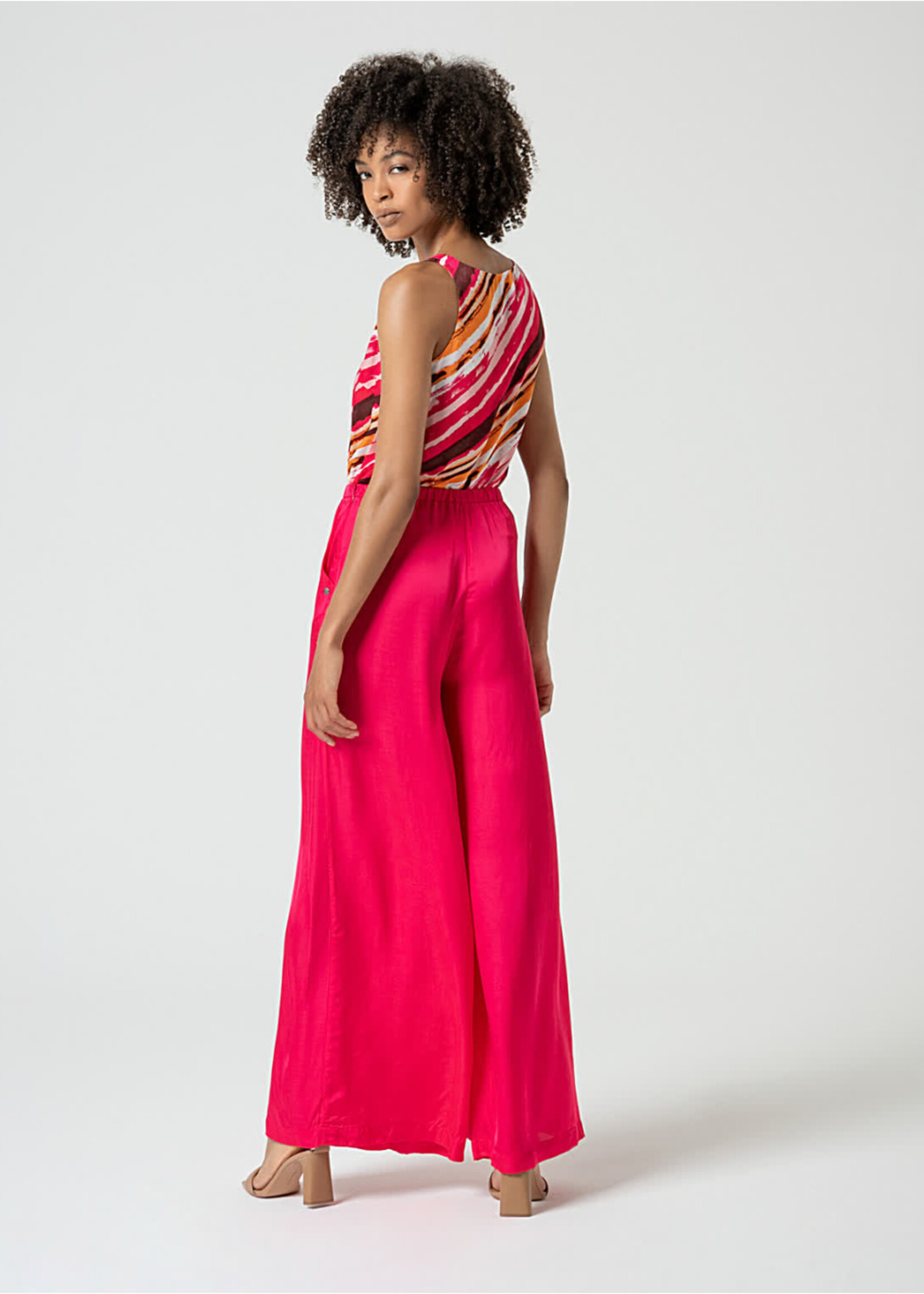 Surkana Surkana Plain Satin Wide-Leg Pants - Fuchsia