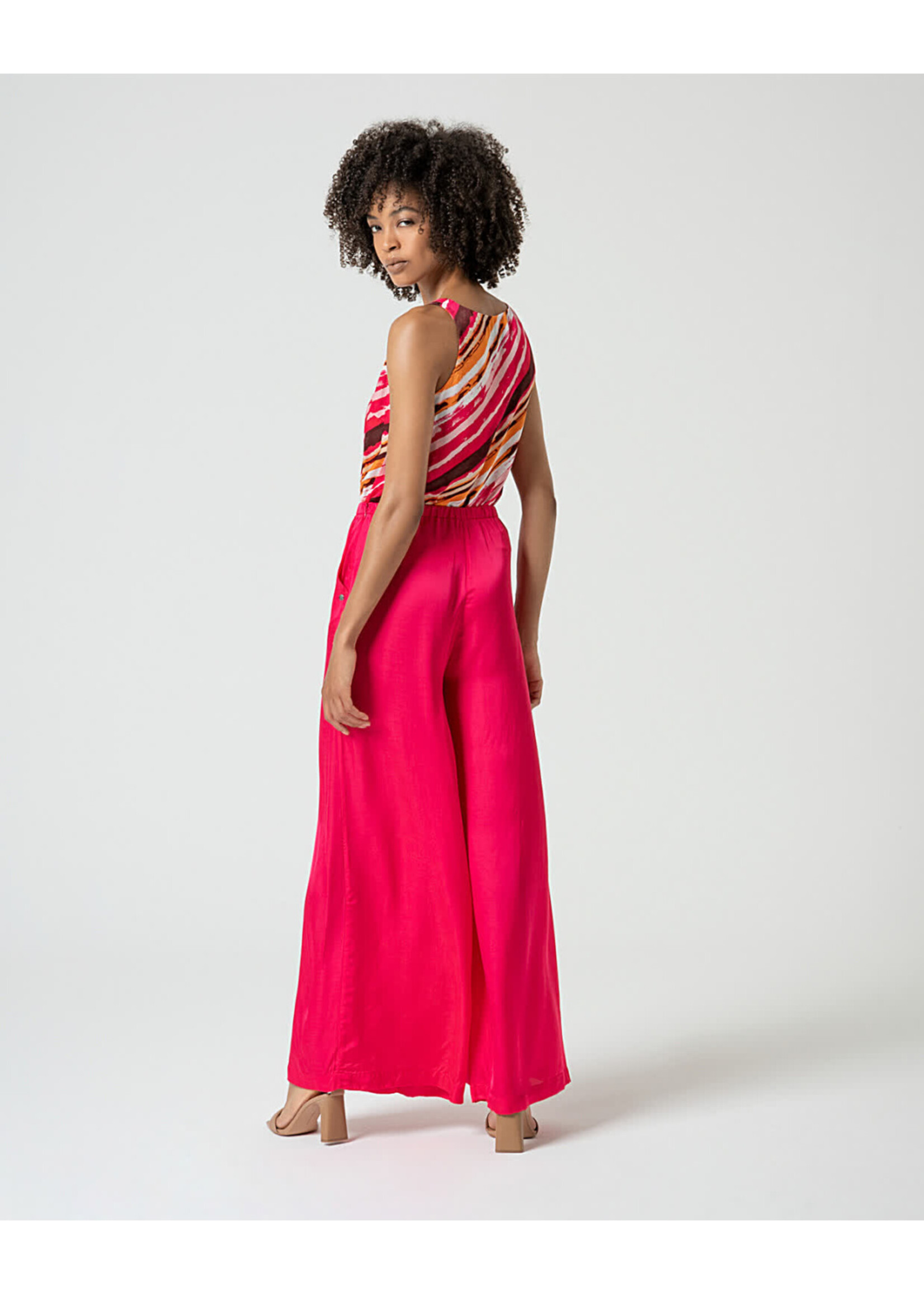 Surkana Surkana Pantalon Large En Satin Uni - Fuchsia