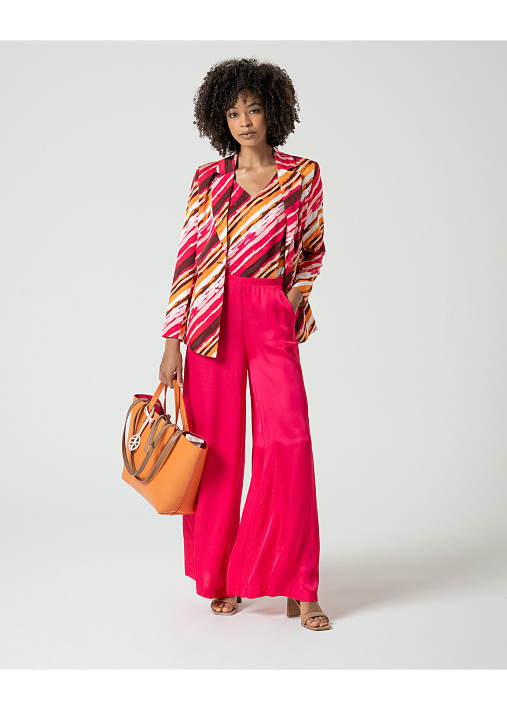 Surkana Surkana Plain Satin Wide-Leg Pants - Fuchsia