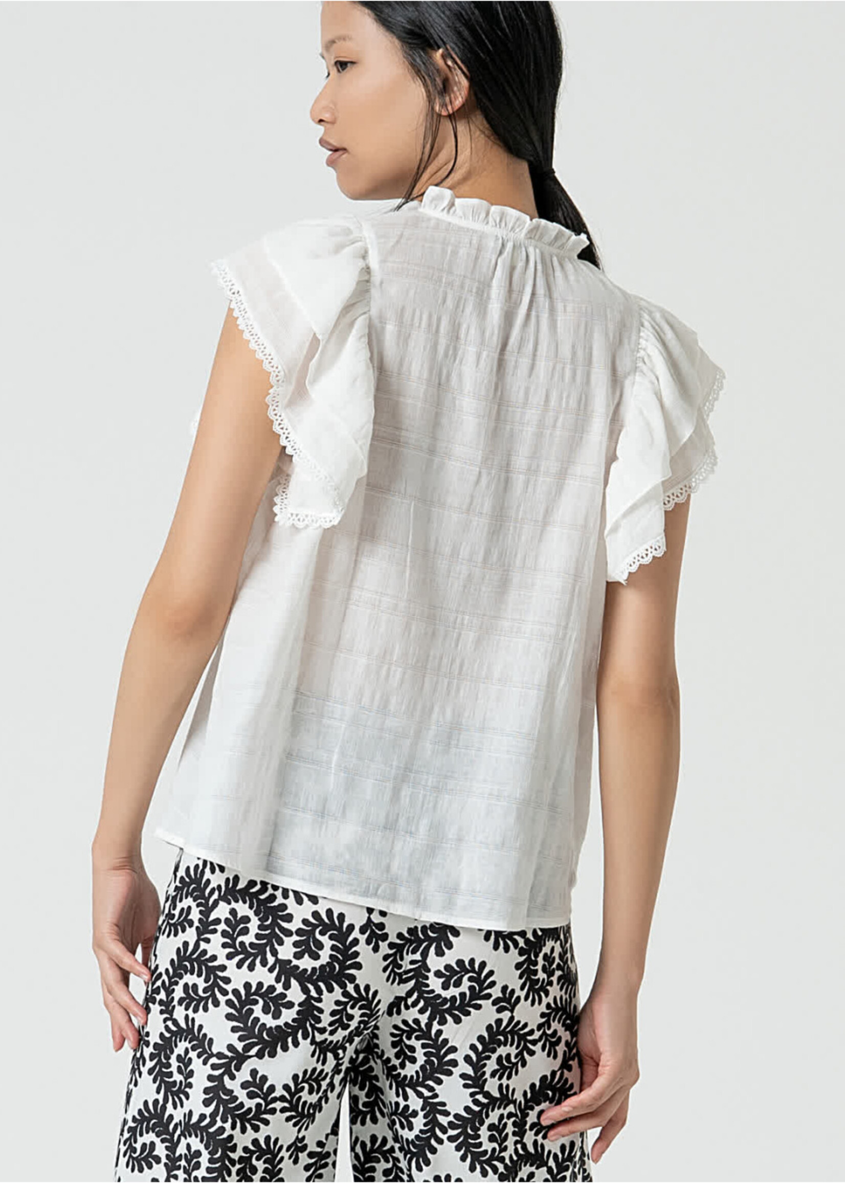 Surkana Surkana Plain Romantic Blouse With Ruffles - White