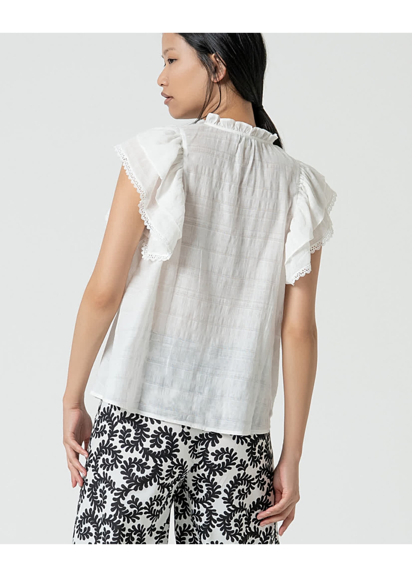 Surkana Surkana Plain Romantic Blouse With Ruffles - White