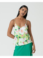 Surkana Surkana Satin Printed V-Neck Top - Green