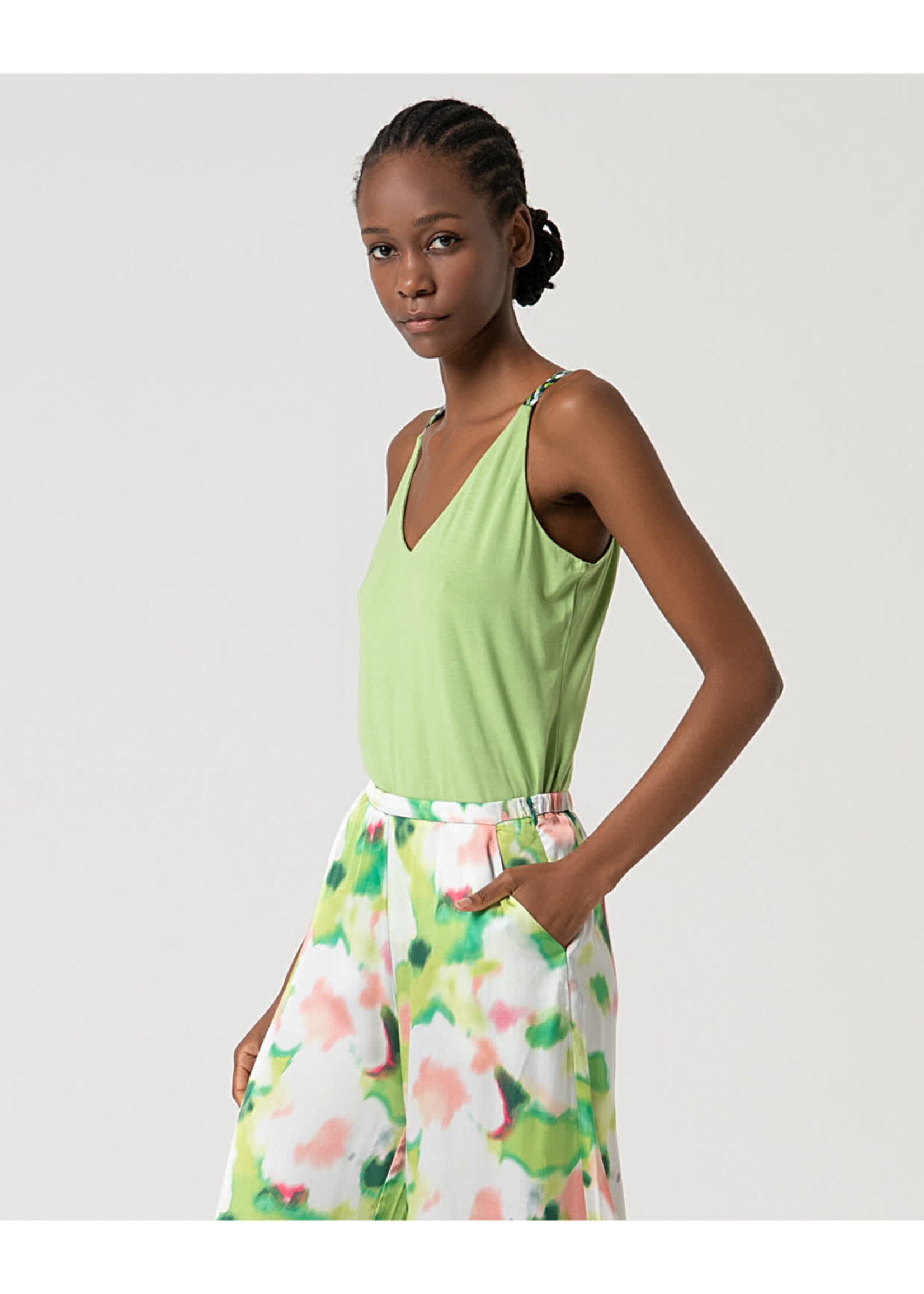 Surkana Surkana Printed Satin Palazzo Pants - Green