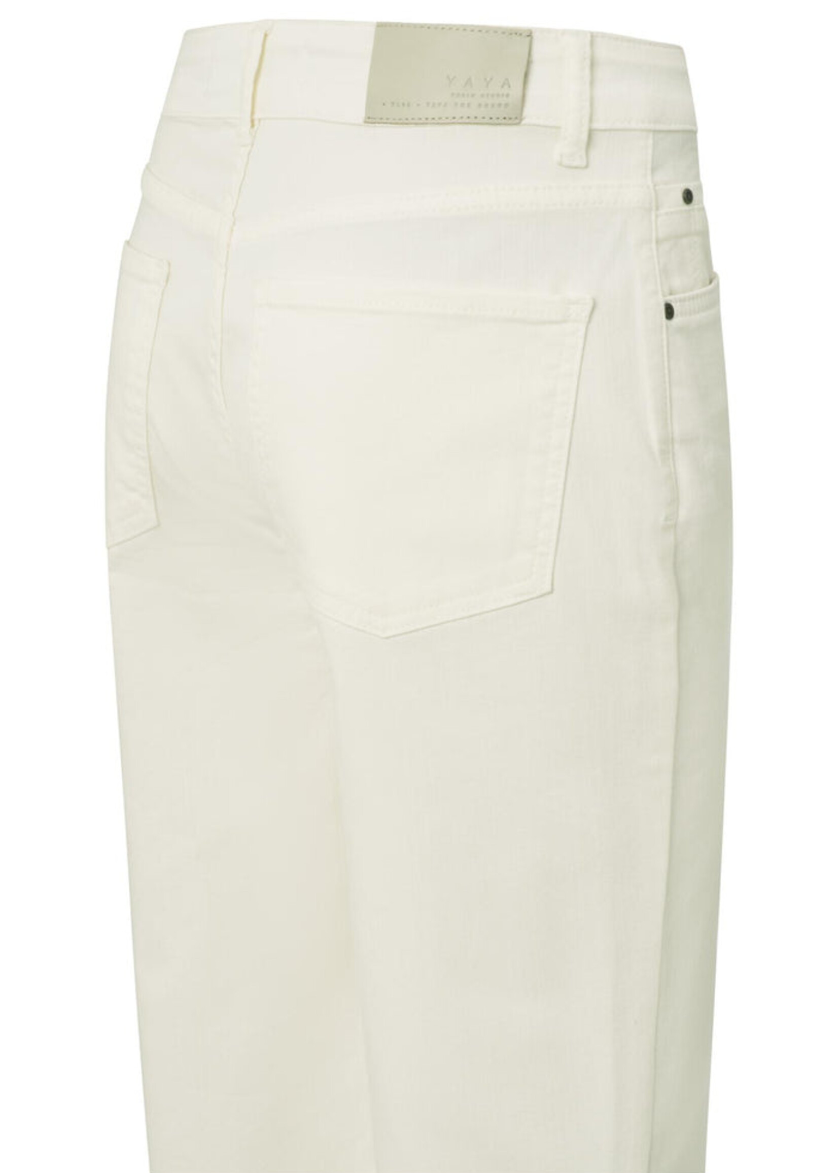 Yaya Women YAYA Jean Taille Mi-Haute Avec Revers - Pure White