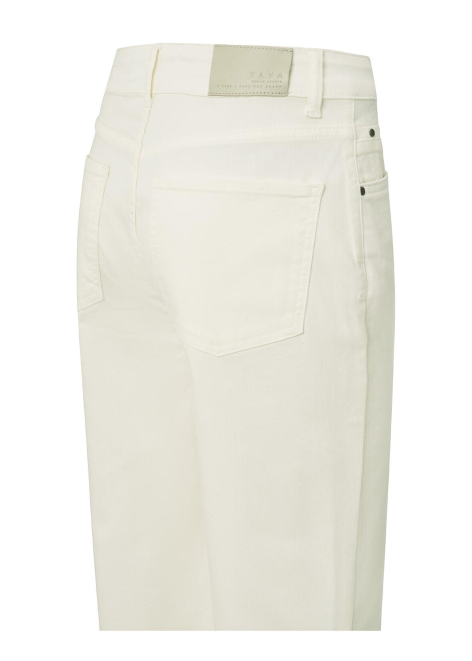Yaya Women YAYA Jean Taille Mi-Haute Avec Revers - Pure White