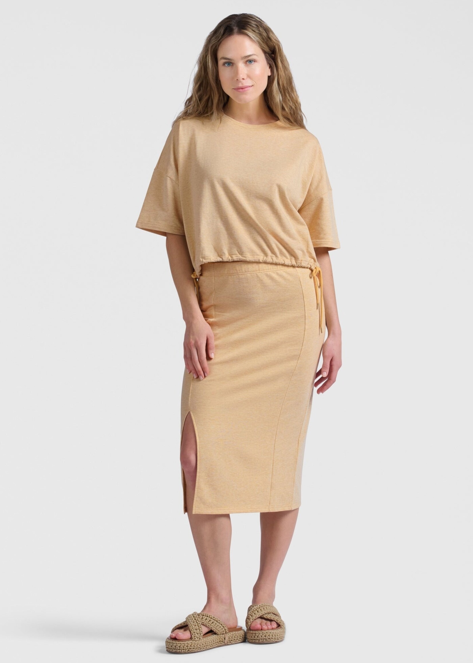 Yaya Women YAYA  Chandail Manches Courtes Avec Cordons - Croissant Beige