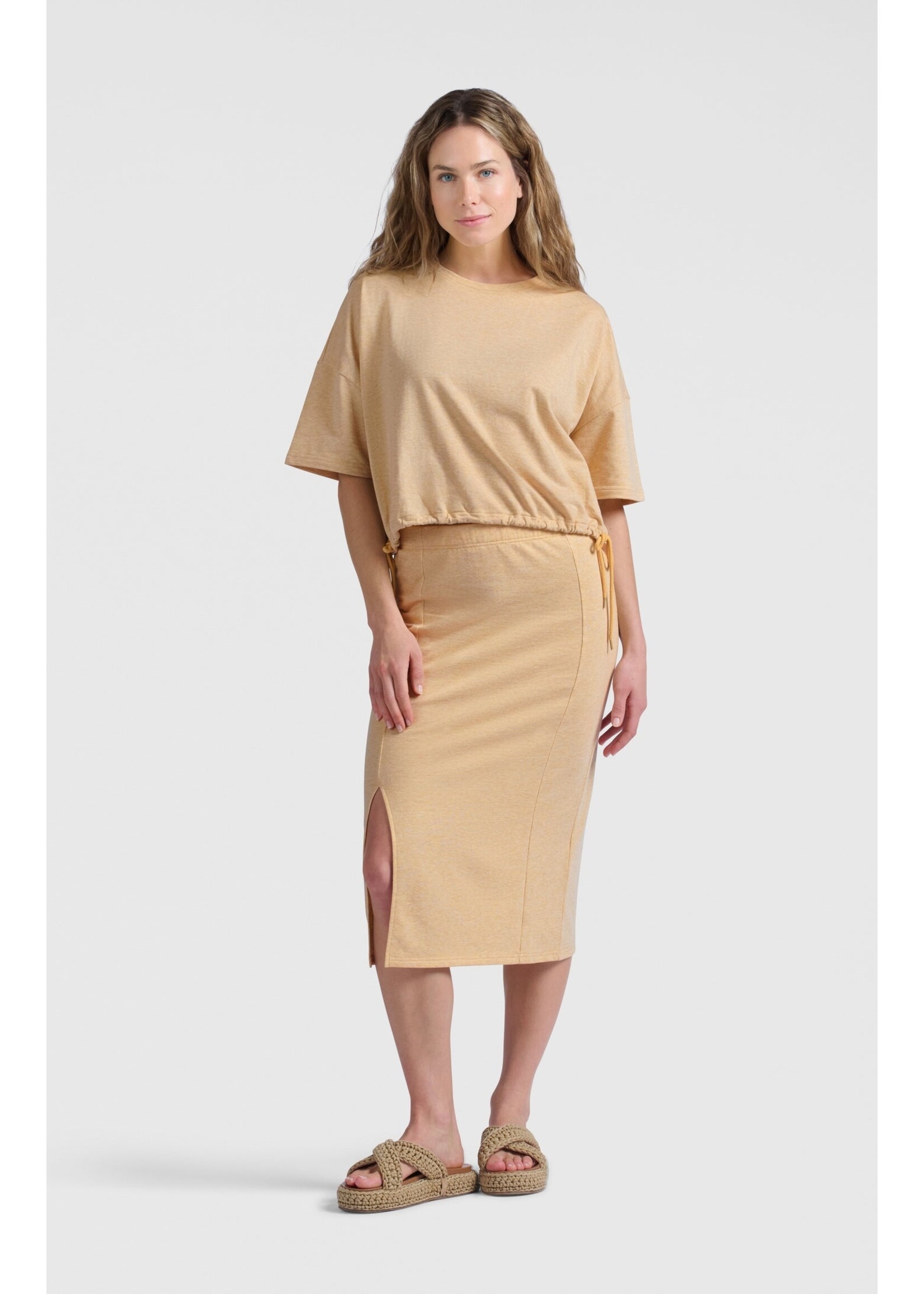 Yaya Women YAYA  Chandail Manches Courtes Avec Cordons - Croissant Beige