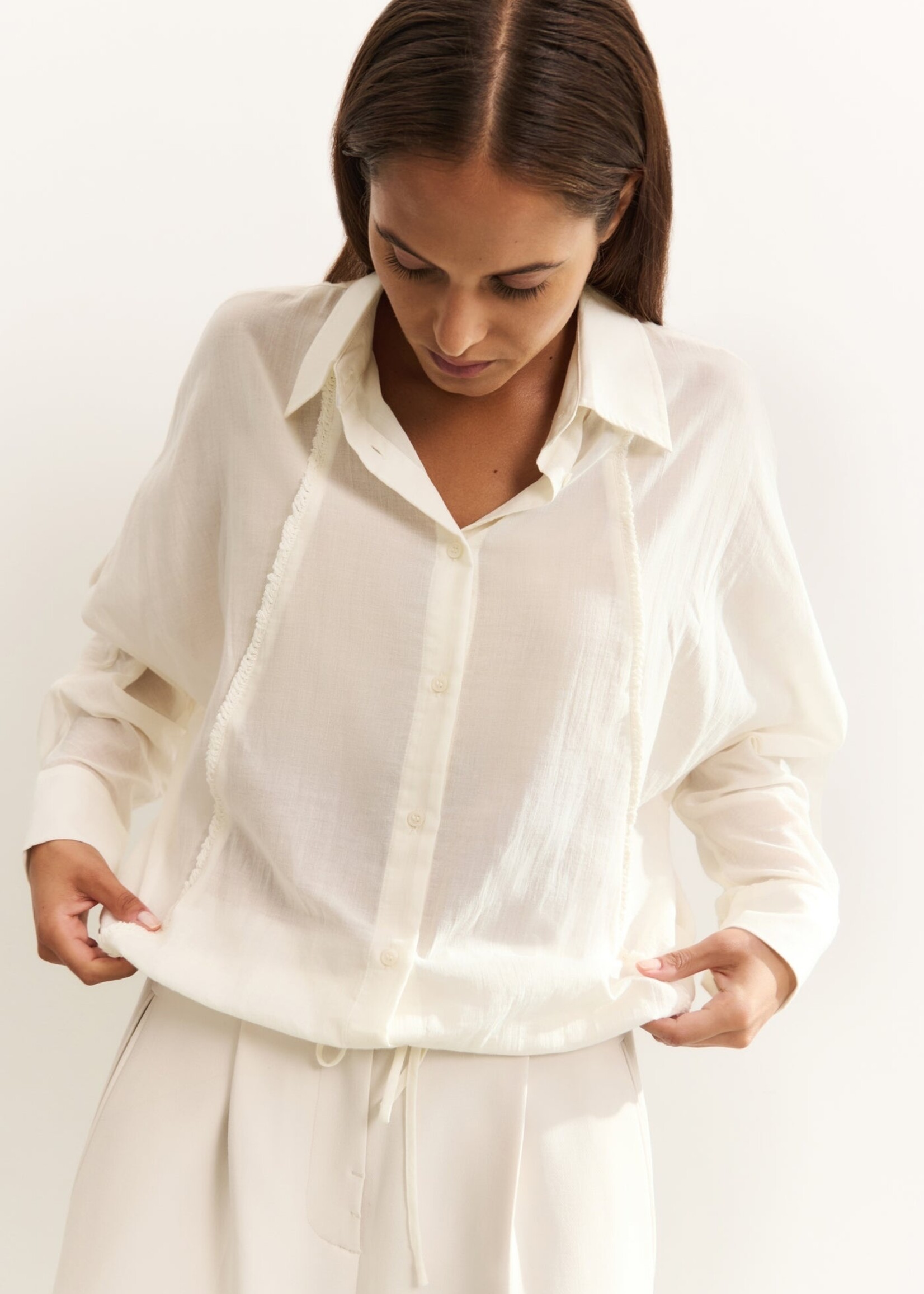 Yaya Women YAYA Batwing Blouse With Edges - Off White