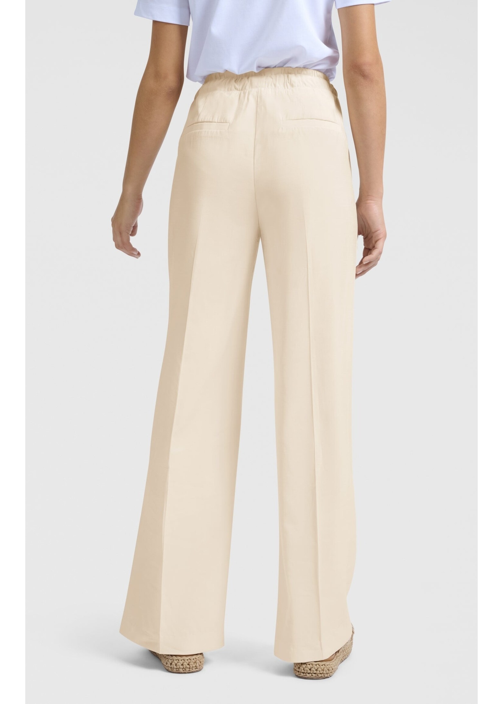 Yaya Women YAYA Woven Wide Leg Trousers With Satin Waistband - Summer Sand