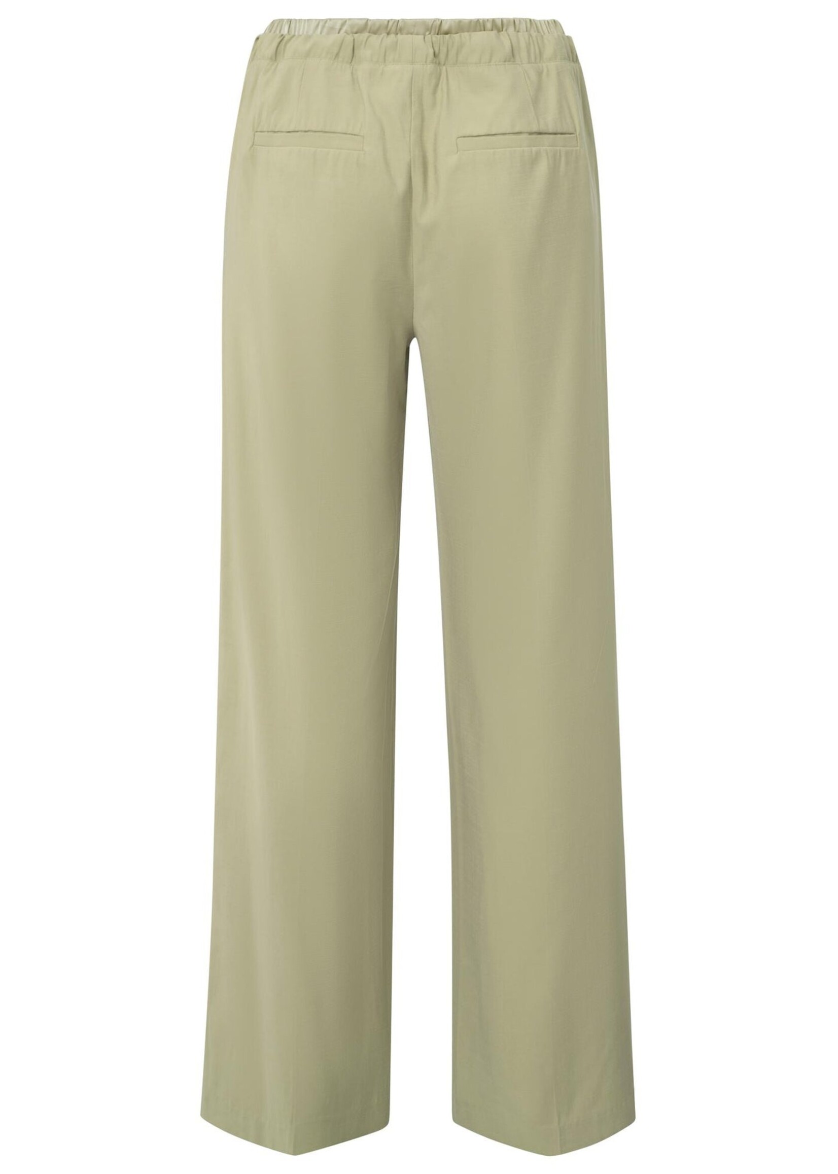 Yaya Women YAYA Woven Wide Leg Trousers With Satin Waistband - Soft Green