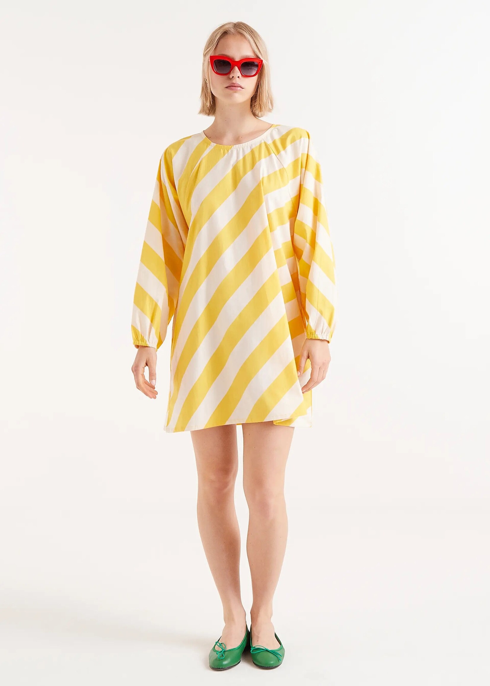 Compañía Fantástica  Compañía Fantástica Short Dress - Yellow Striped