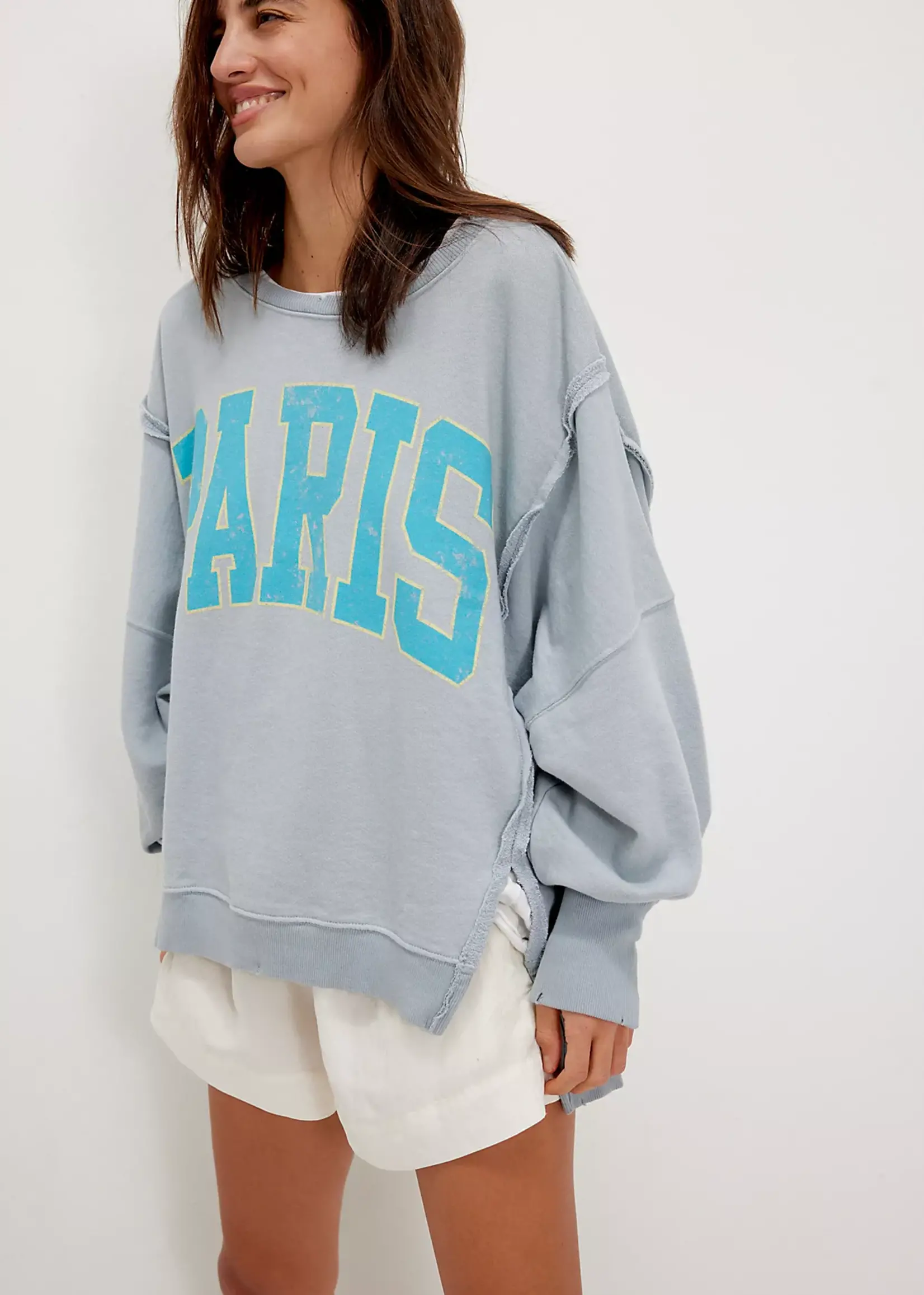 Free People Free People Pull Graphique Camden - Stone Combo Paris