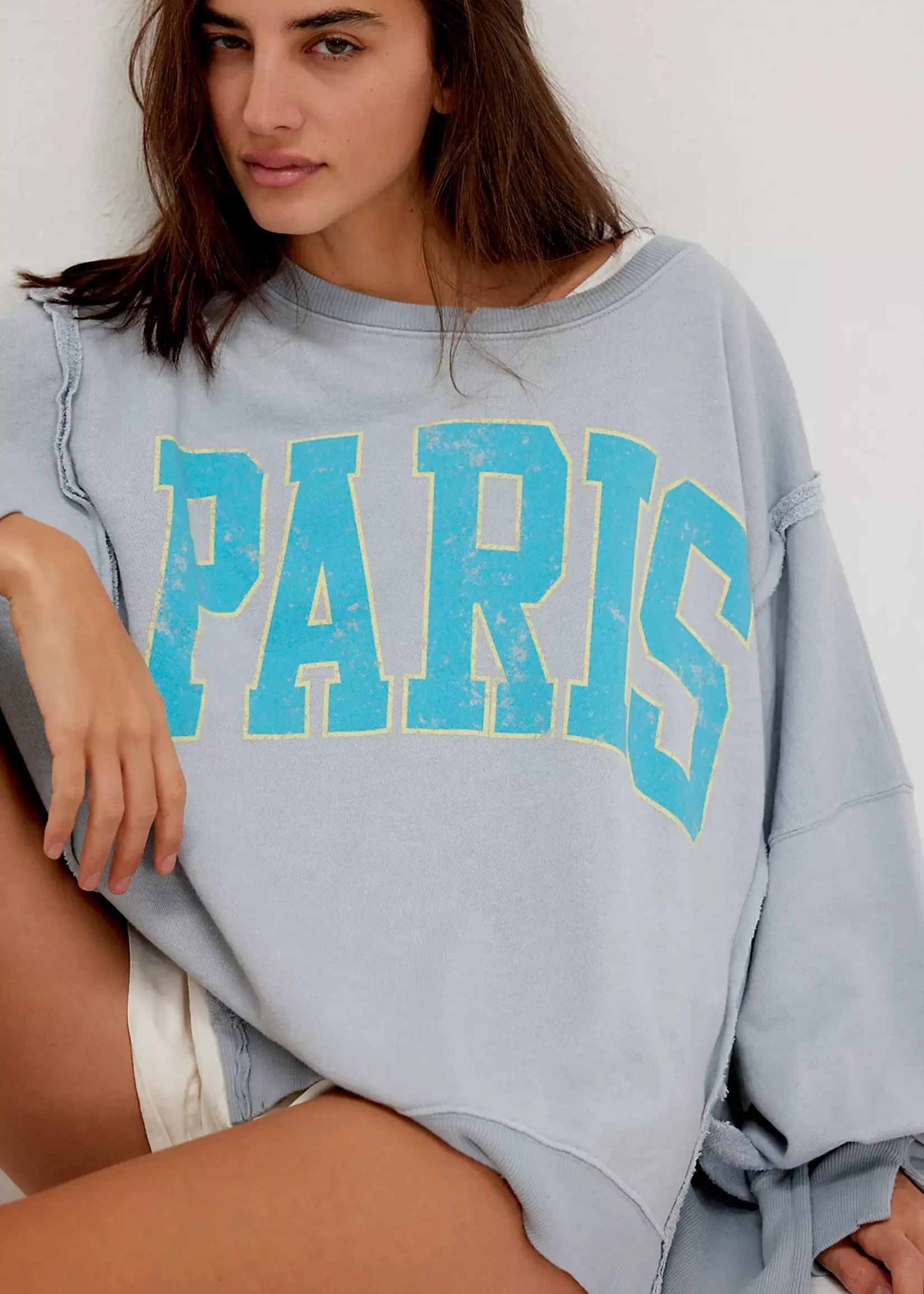 Free People Free People Pull Graphique Camden - Stone Combo Paris