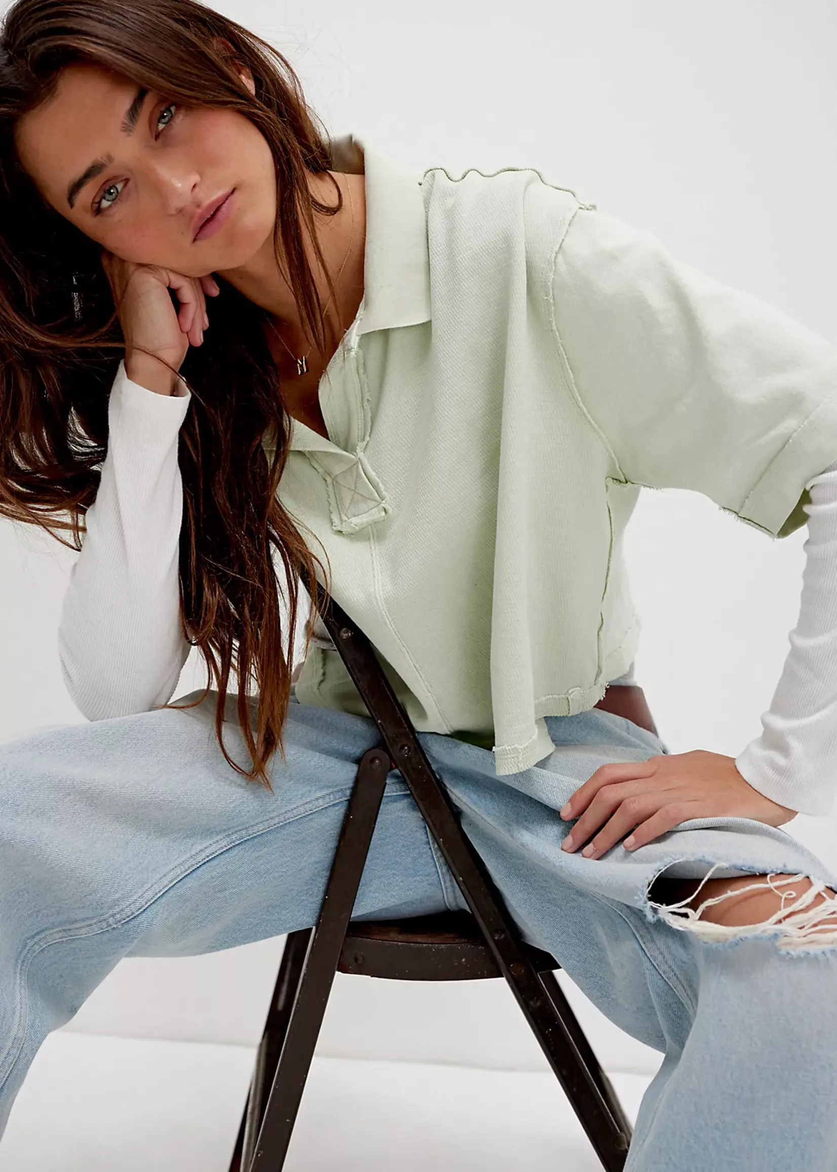 Free People Free People Denmark Polo - Candy Mint