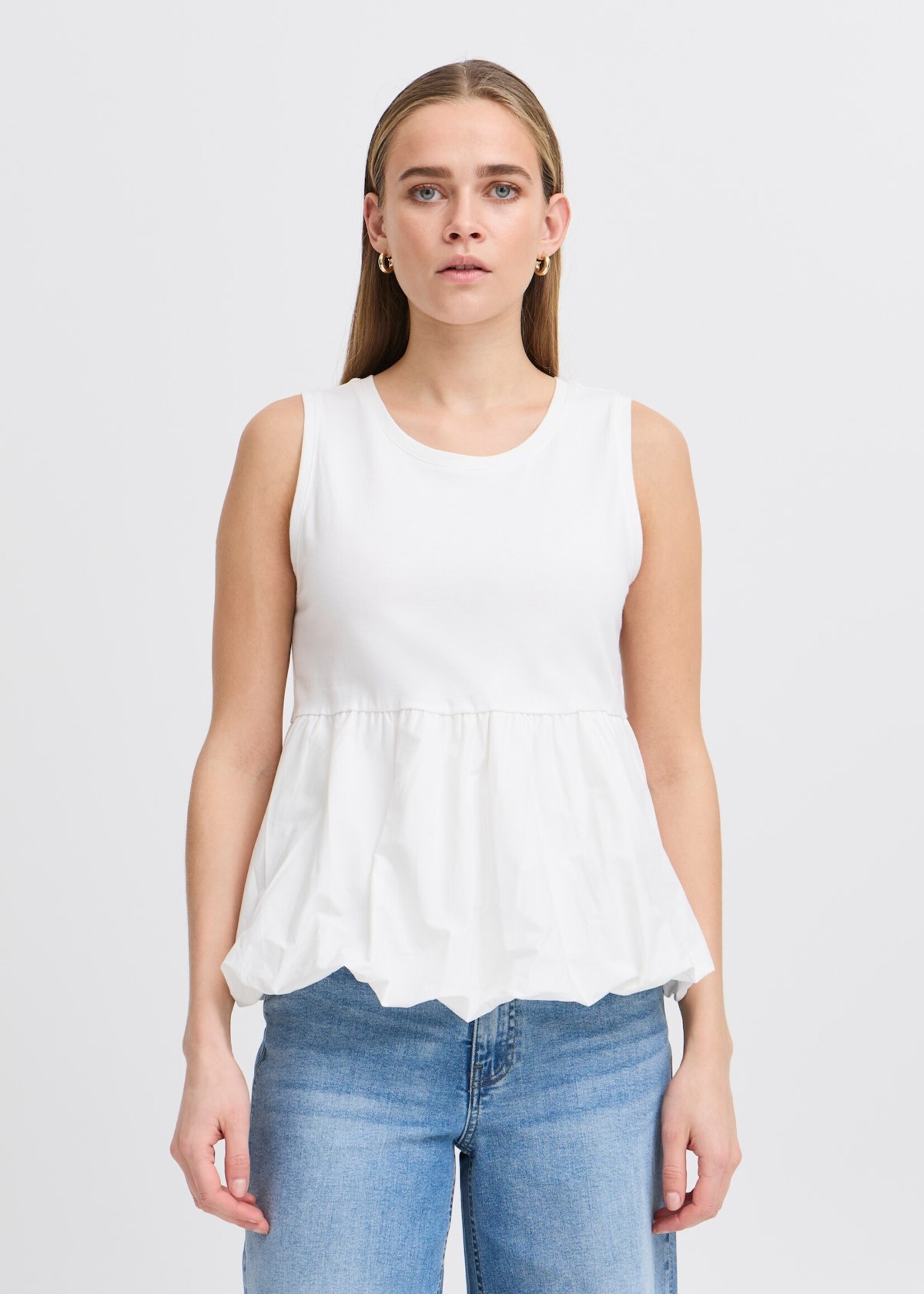 ICHI ICHI IHMALLIA Jersey Top - Cloud Dancer