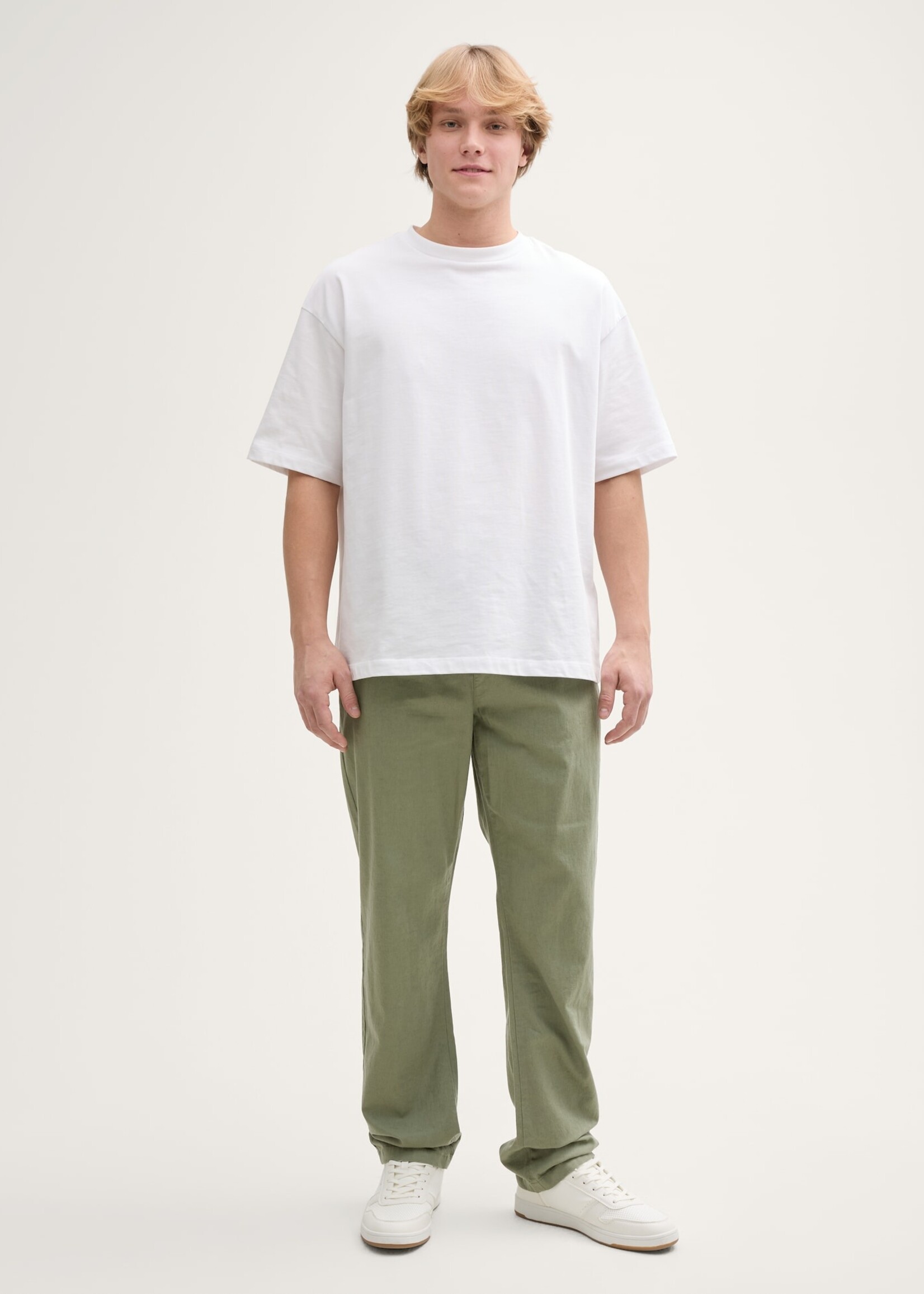 Tom Tailor Tom Tailor Trousers With Linen Content - Tree Moss Green