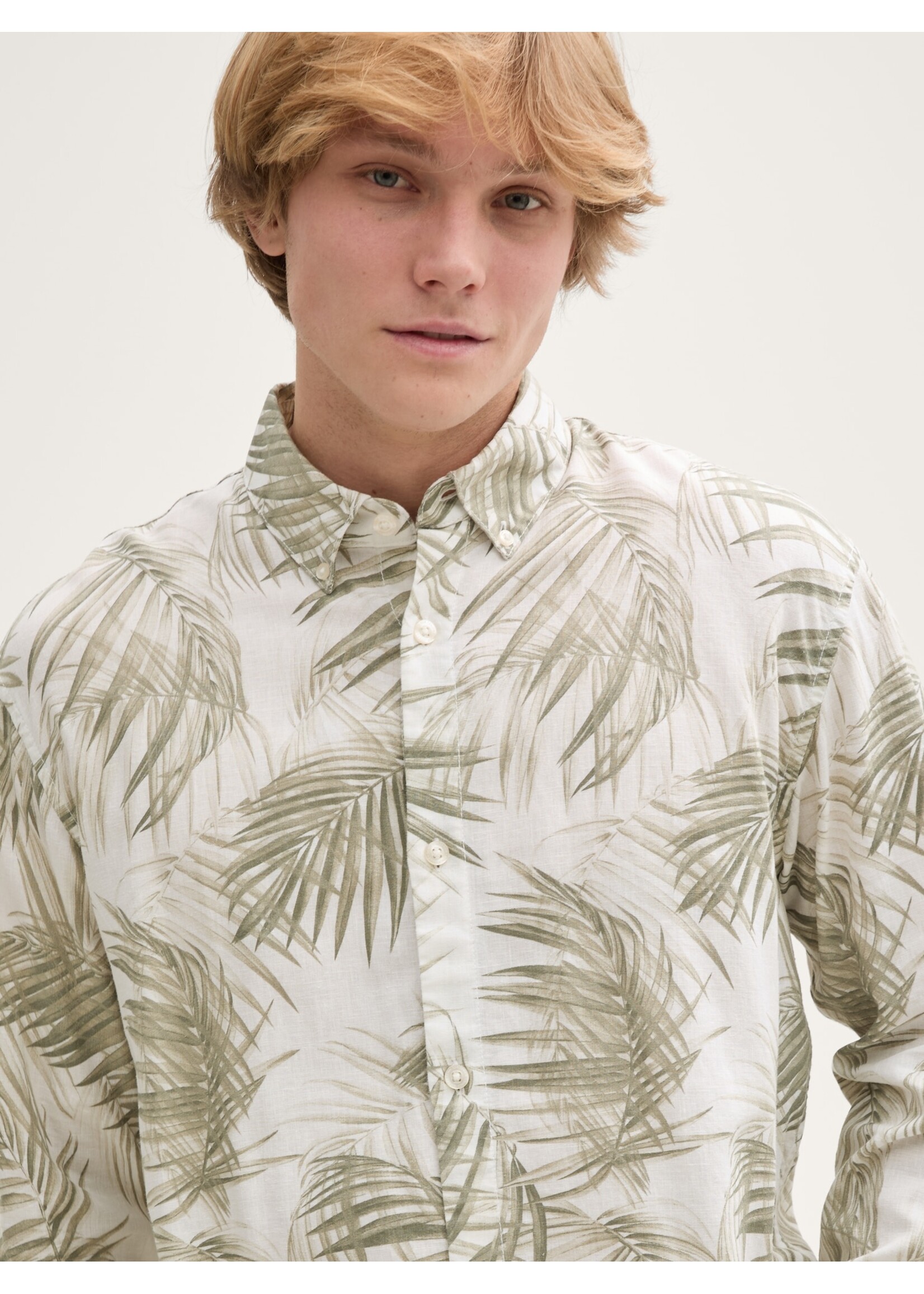 Tom Tailor Tom Tailor Shirt With Linen Content - Palm Print