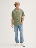 Tom Tailor Tom Tailor Short Sleeve Shirt With Linen Content - Tree Moss Green