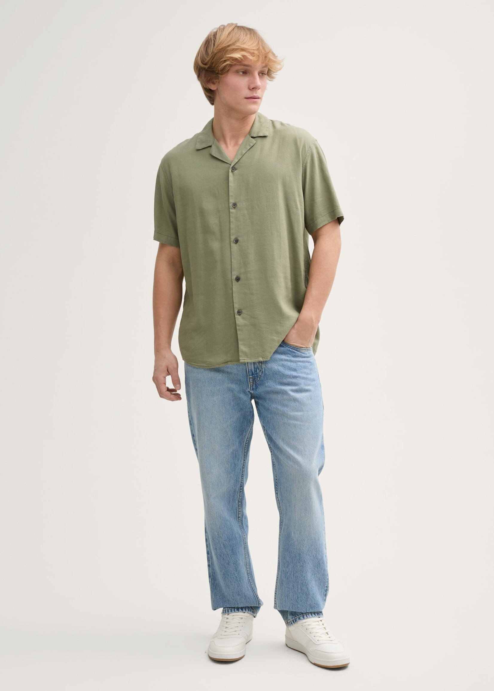 Tom Tailor Tom Tailor Chemise À Manches Courtes En Lin - Tree Moss Green