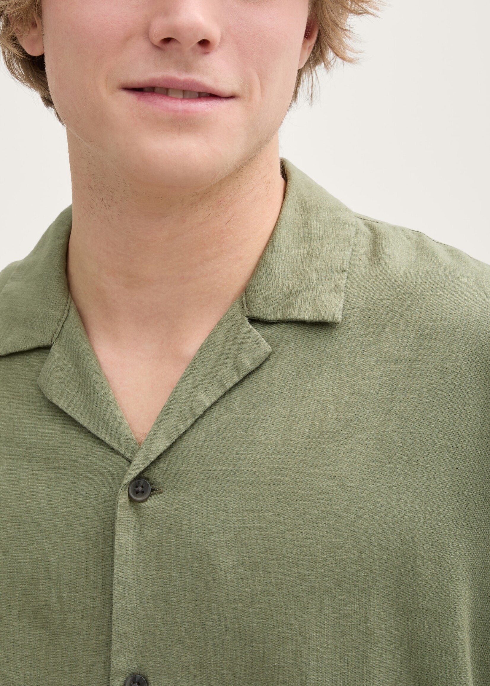 Tom Tailor Tom Tailor Chemise À Manches Courtes En Lin - Tree Moss Green