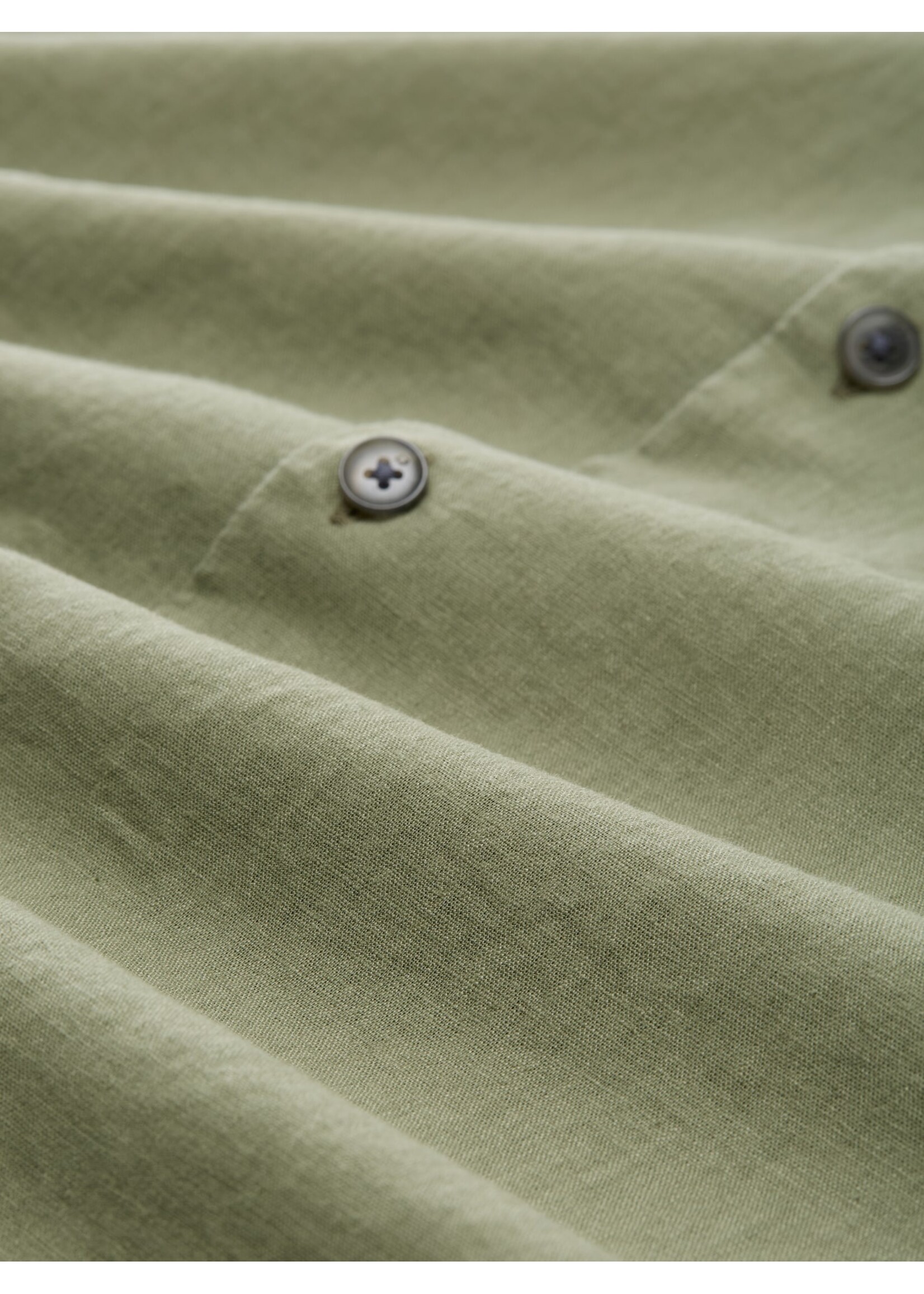 Tom Tailor Tom Tailor Short Sleeve Shirt With Linen Content - Tree Moss Green