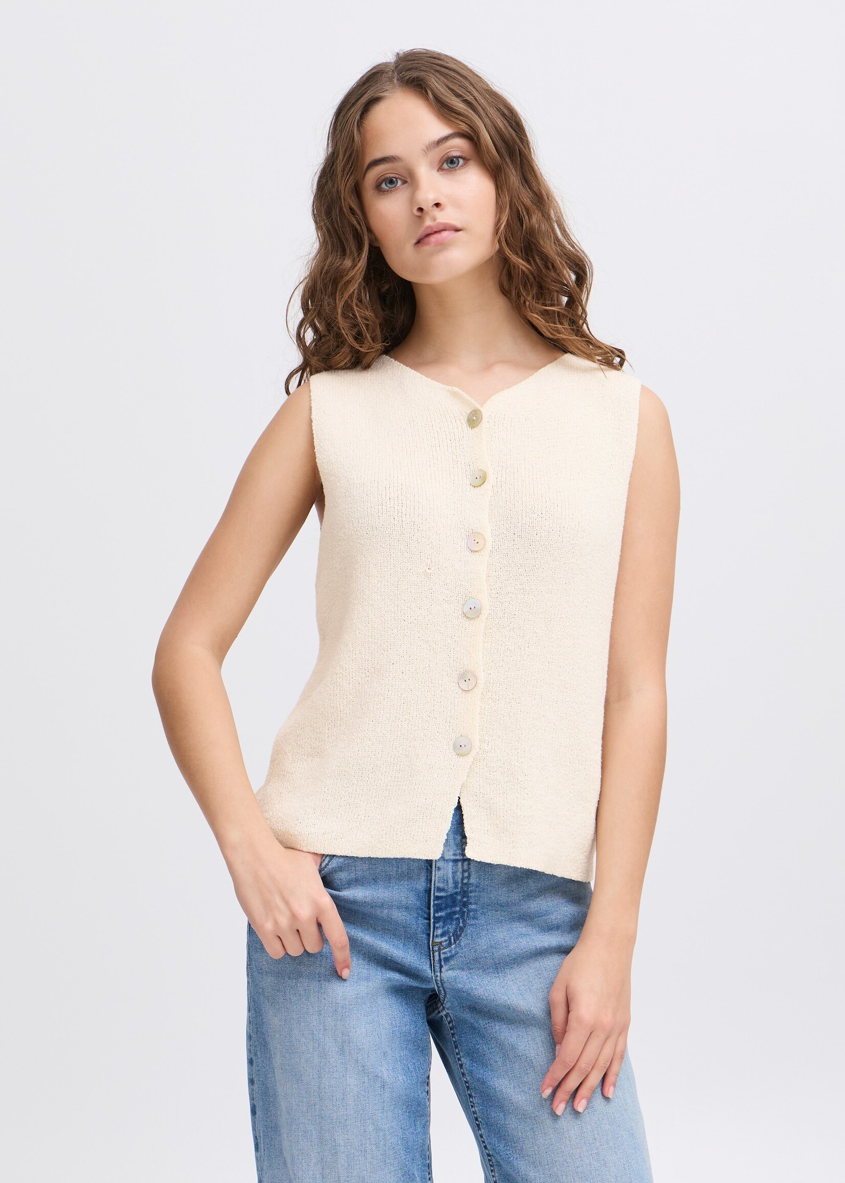 ICHI ICHI Gilet Tricoté IHBlonds - Almond Milk