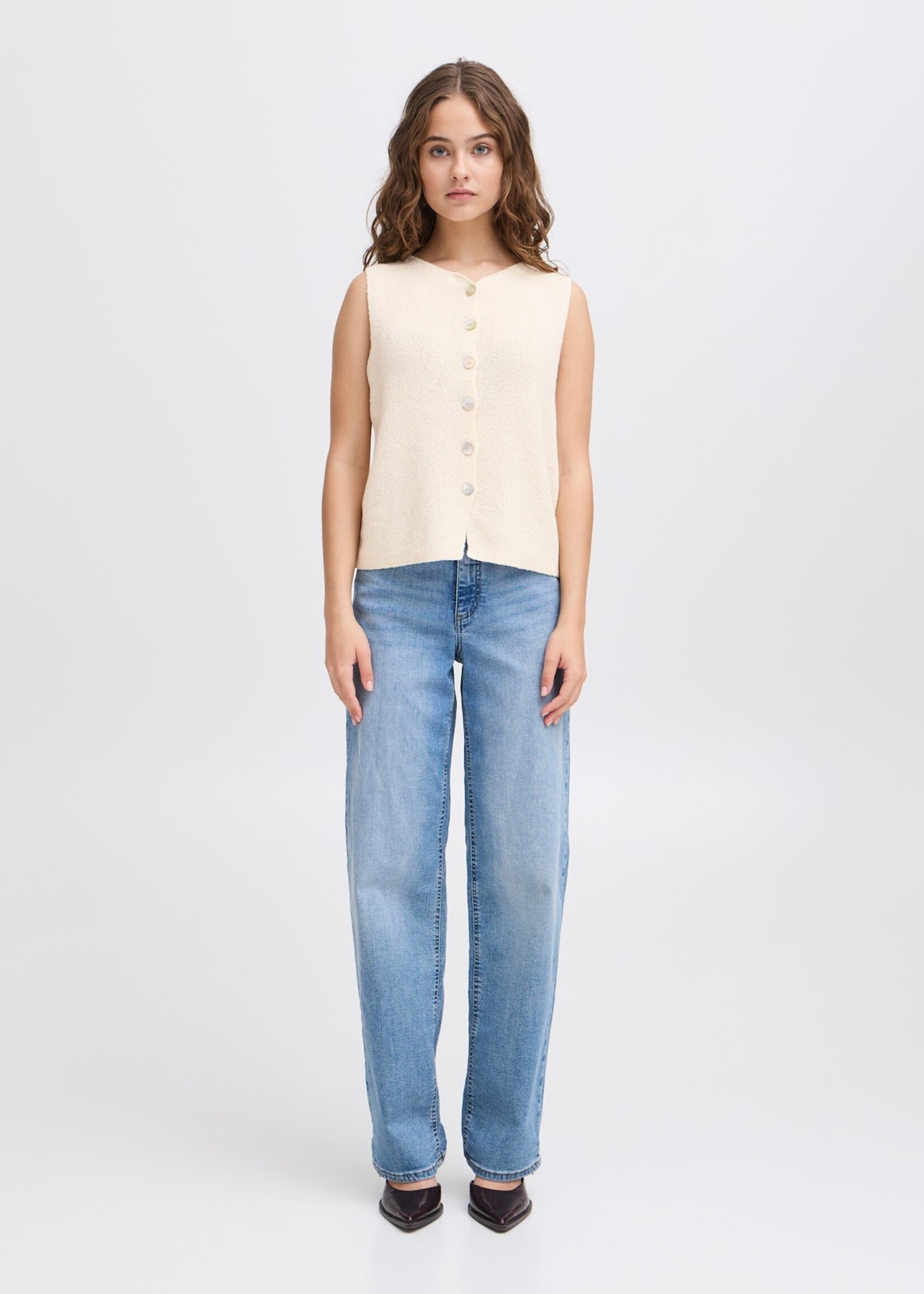 ICHI ICHI Gilet Tricoté IHBlonds - Almond Milk