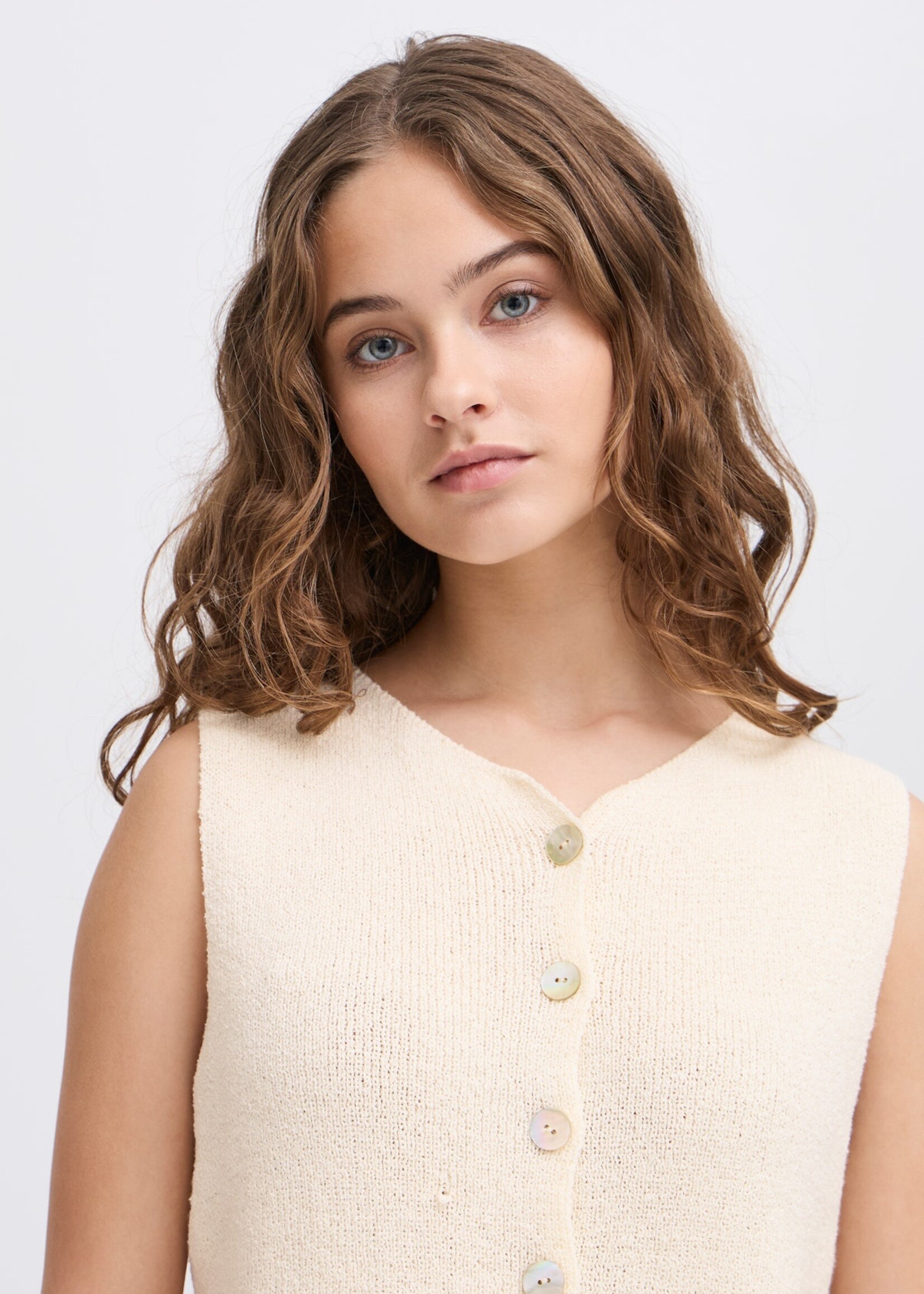 ICHI ICHI Gilet Tricoté IHBlonds - Almond Milk