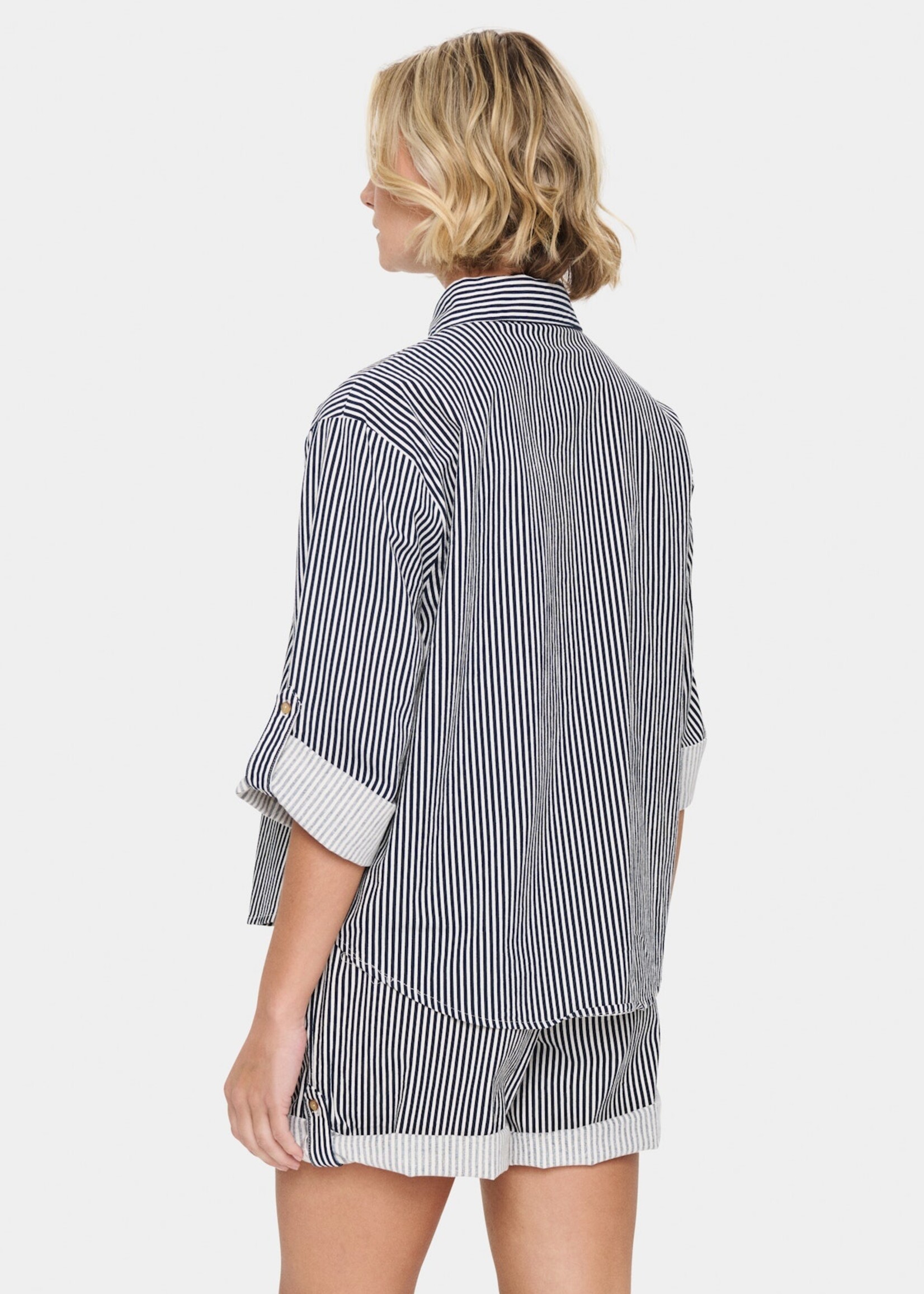 Saint Tropez Saint Tropez Zalinda Stripe Shirt - Ice Nightsky Strip