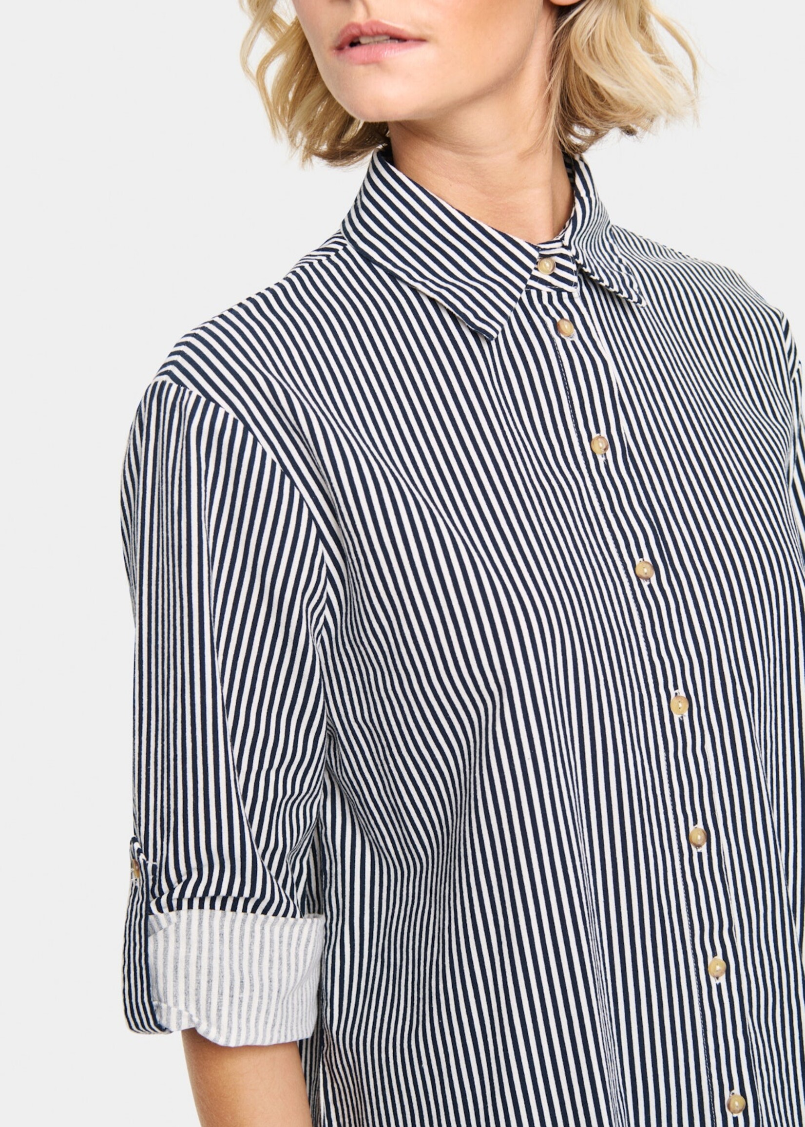 Saint Tropez Saint Tropez Zalinda Stripe Shirt - Ice Nightsky Strip